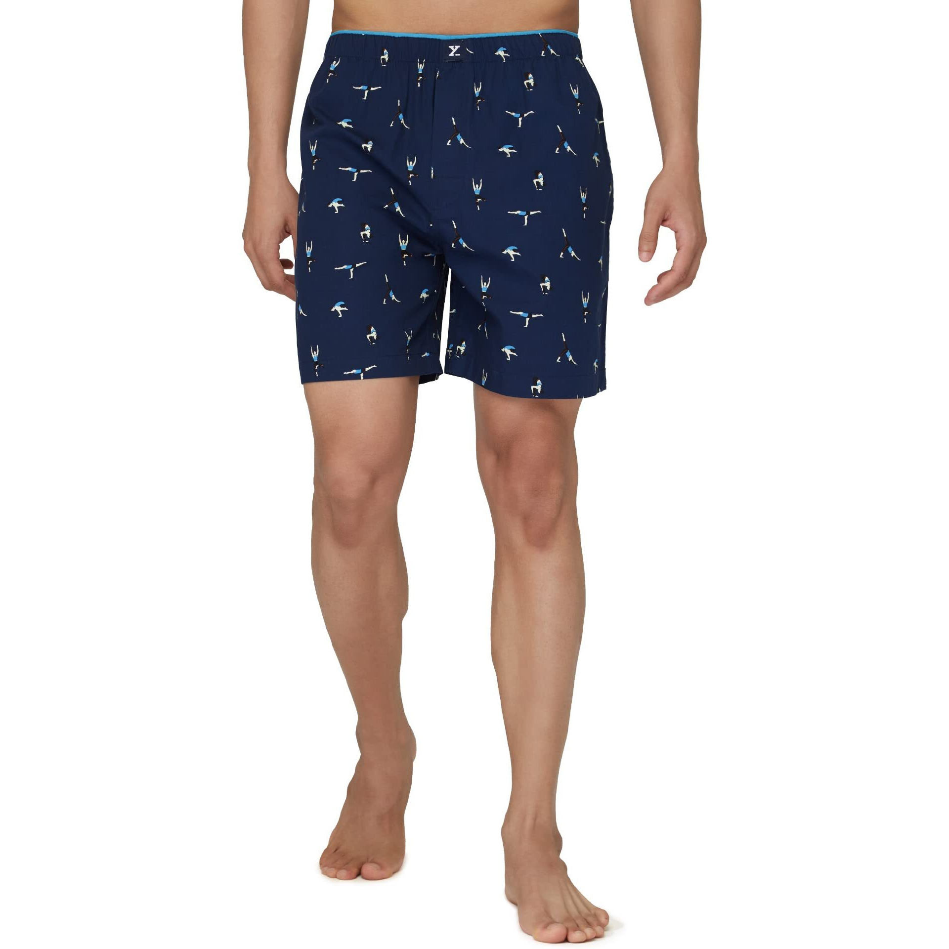 Xyxx Men's Super Combed Cotton Boxer Shorts Elasticated Waist Pack Of 2 (S Midnight Blue + Starry Maroon)