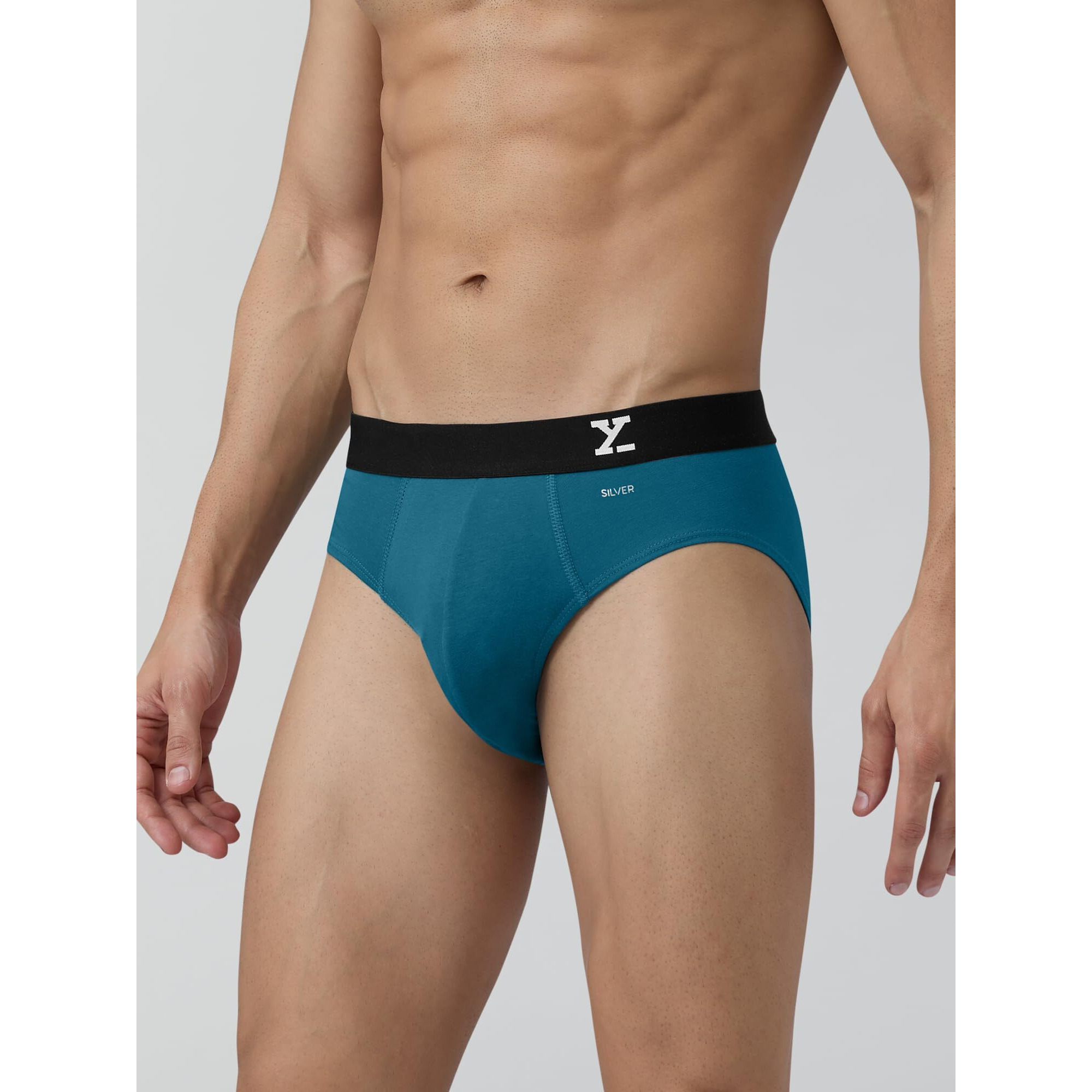Xyxx Cotton Xybrf_R36_02 Relaxed Solid (Pack Of 2) (Aero Briefs For Men_Legion Blue + Frost Grey_M)