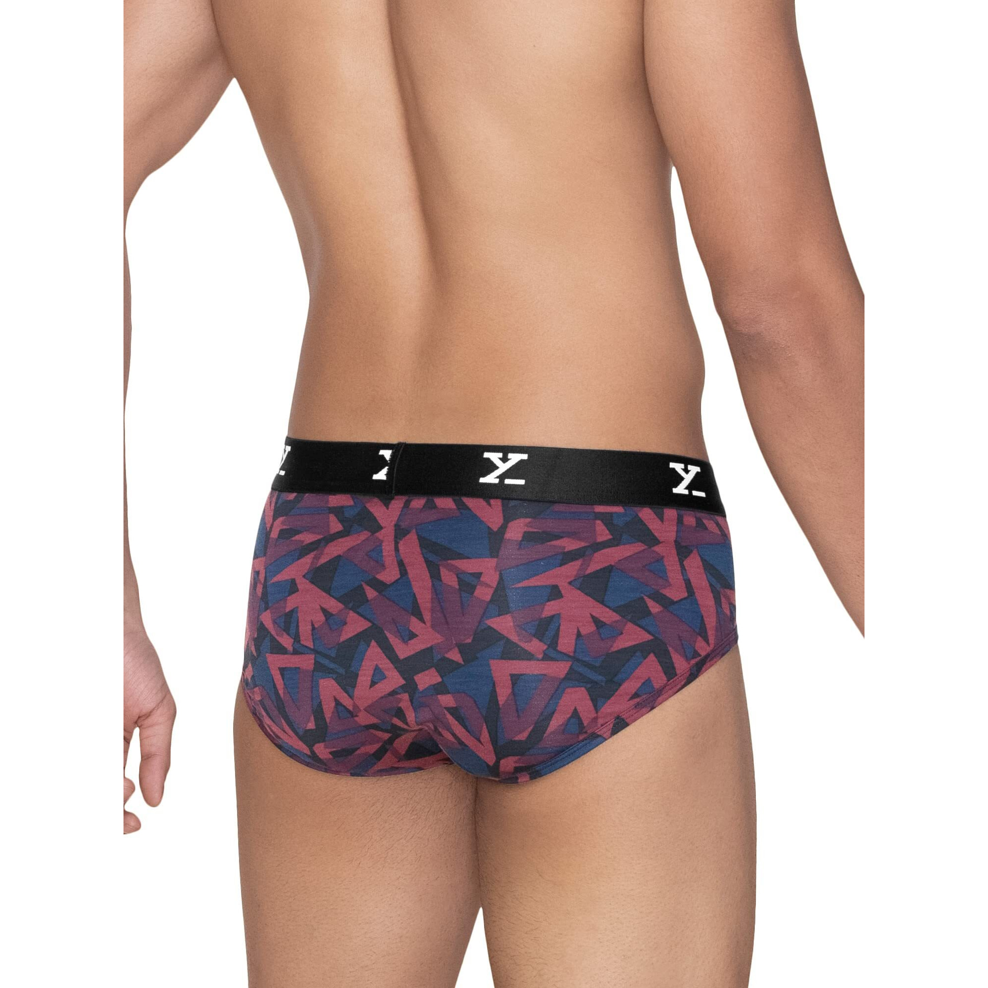 Xyxx Men's Modal Slim Geometric Briefs (Pack Of 1) (Xy_R5_Brf_01_Triad Red
