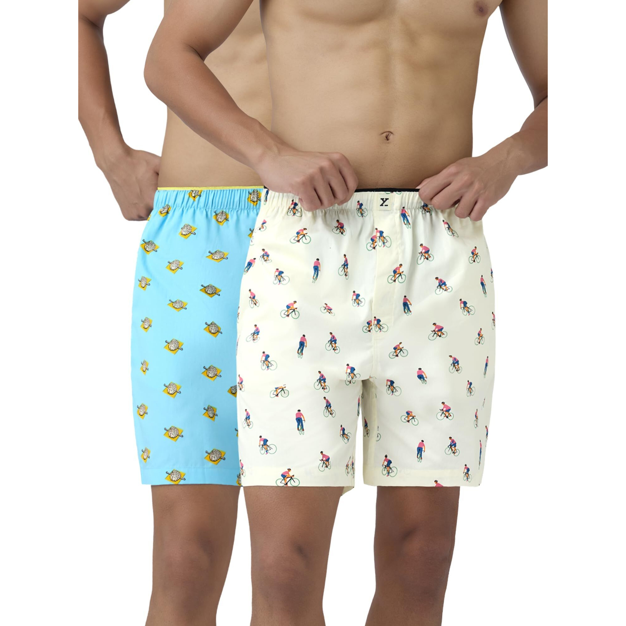 Xyxx Men's Super Combed Cotton Renew Boxers - High Moisture Absorbing Boxers For Men With Anti-Bacterial Silver Finish Pack Of 2 (S Cycling + Mental Health)