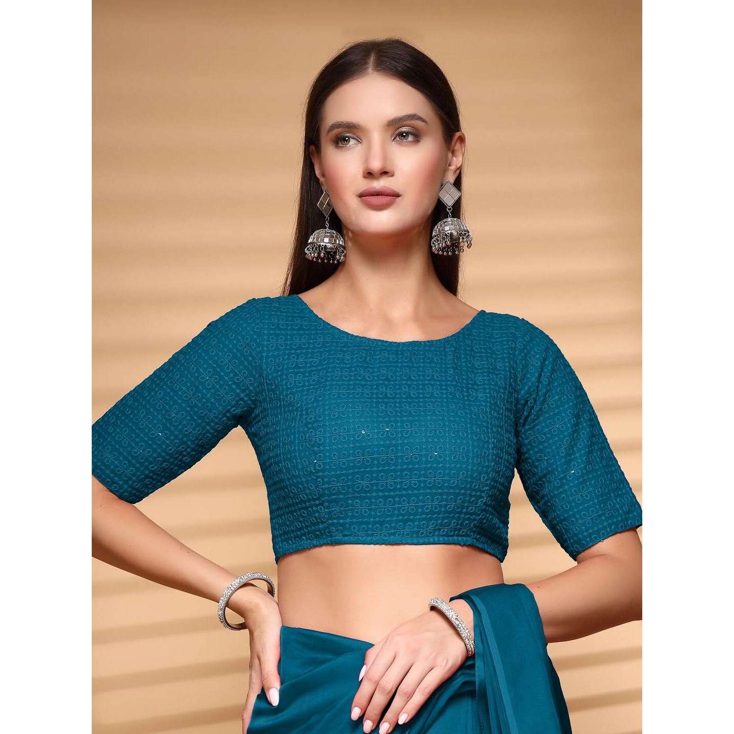 Oomph Readymade Blouse For Women, Cotton, Boat Neck, Rbbl583