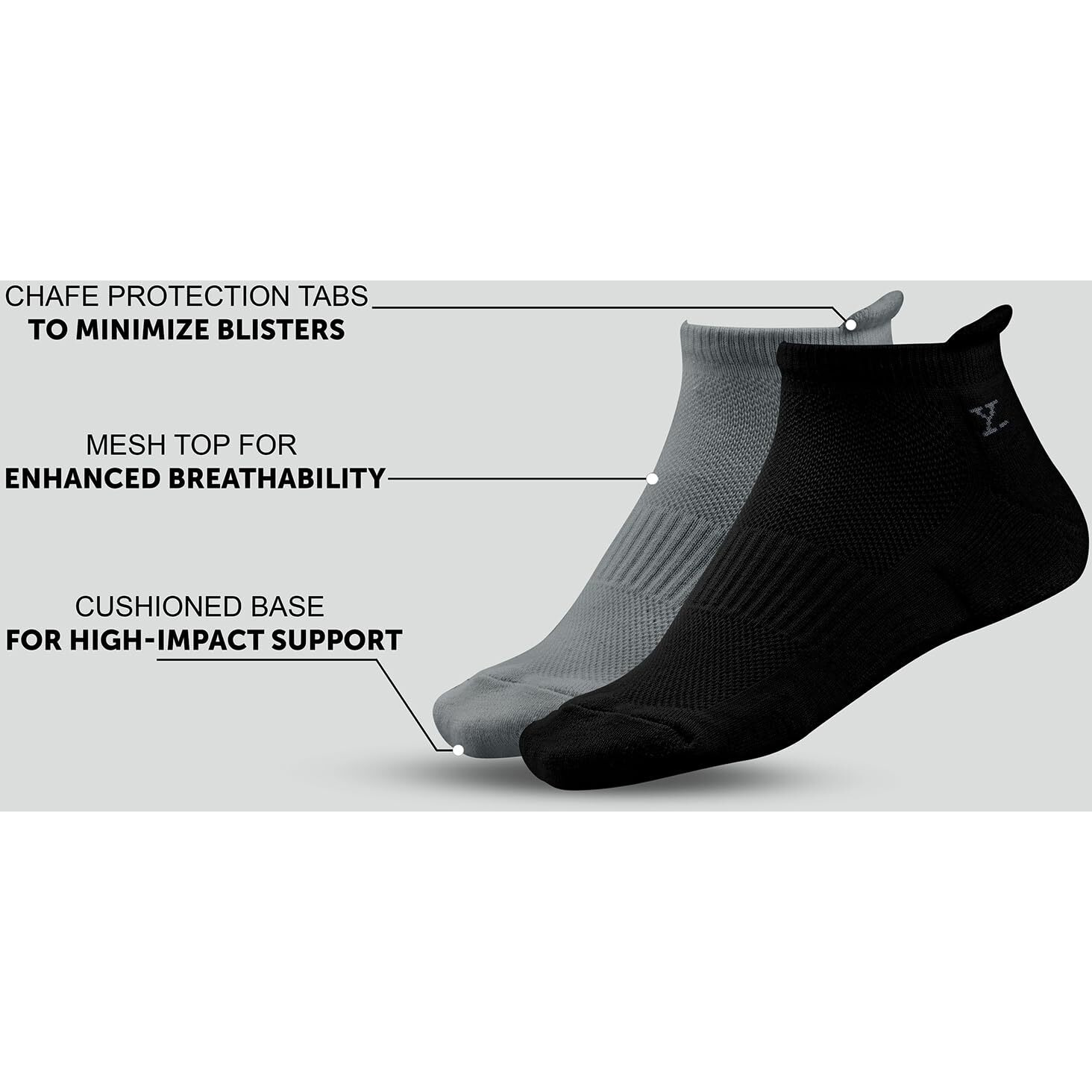 Xyxx Mens Ankle-Length Socks, Solid, Pack Of 4, Xysks4Pckn03, Icy Grey+Pitch Black+Icy Grey+Pitch Black