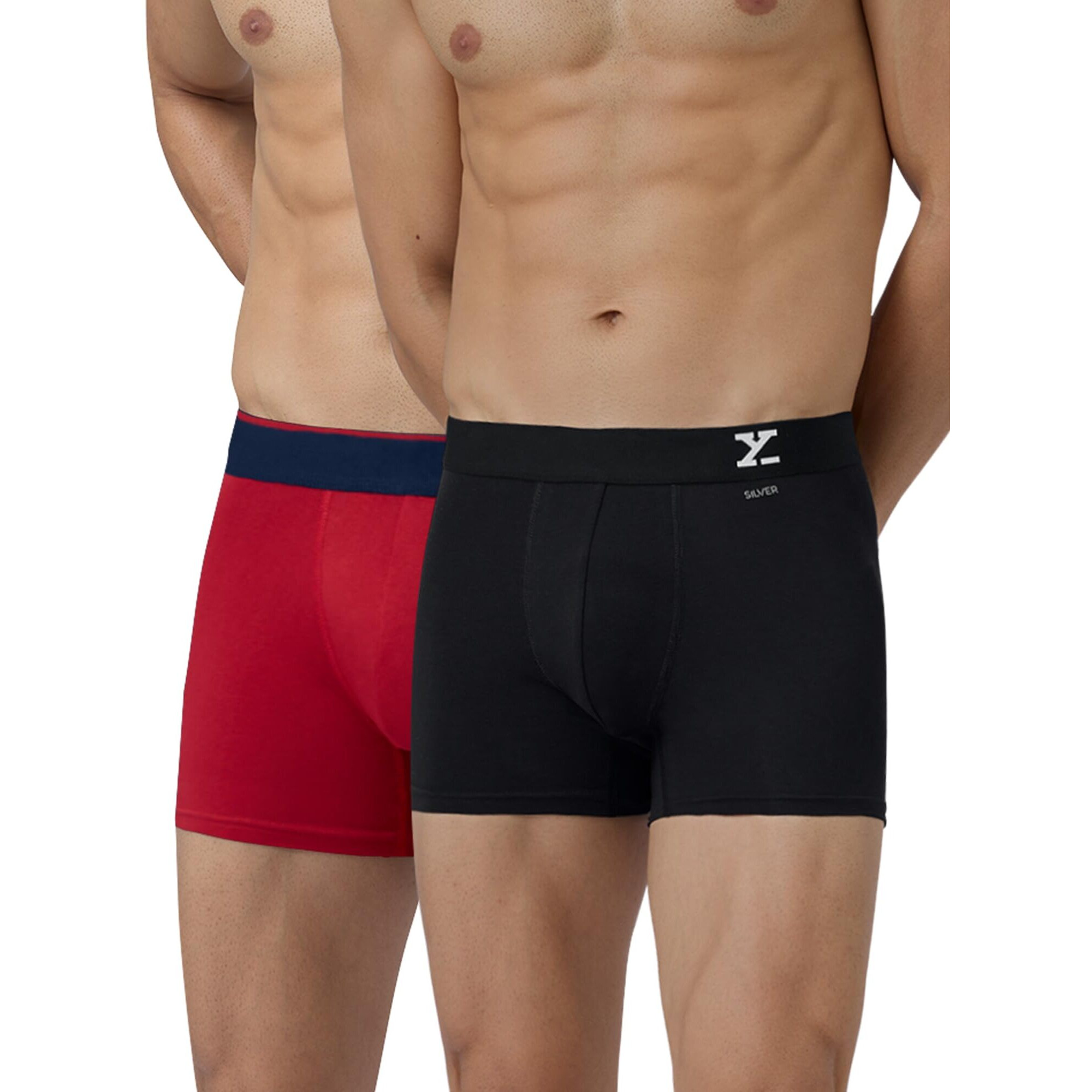 Xyxx Men Micro Modal Trunk, Snug Fit, Solid, Pack Of 2, Xytrnk2Pckn418Xl, Black+Tango Red, Xl