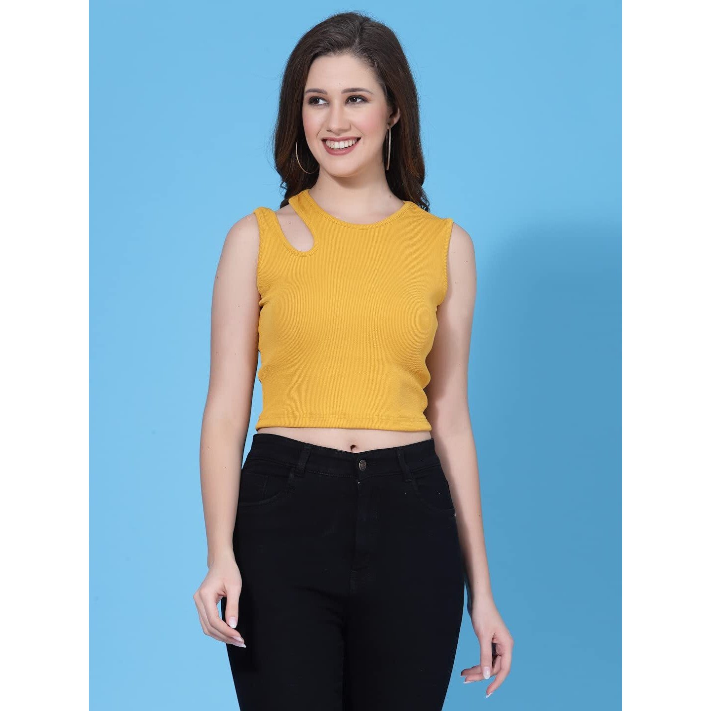 Oomph Crop Tops For Women, Yellow - Mt570