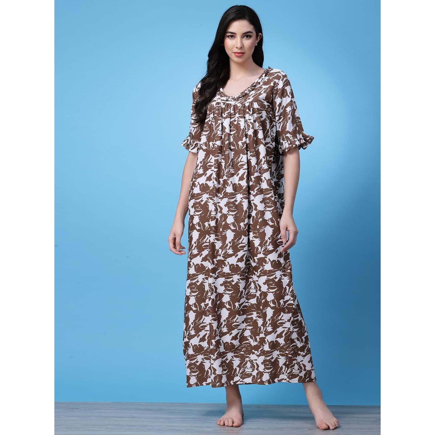 Oomph Cotton Blend Nighty For Women's | Night Gown | Nighty | Nightdress | Maxi Dress | Sleepwear | Gown For Women | Nighties | Sleepwear