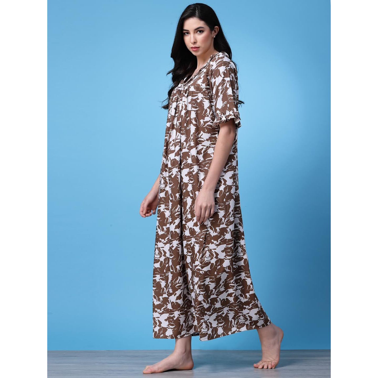 Oomph Cotton Blend Nighty For Women's | Night Gown | Nighty | Nightdress | Maxi Dress | Sleepwear | Gown For Women | Nighties | Sleepwear