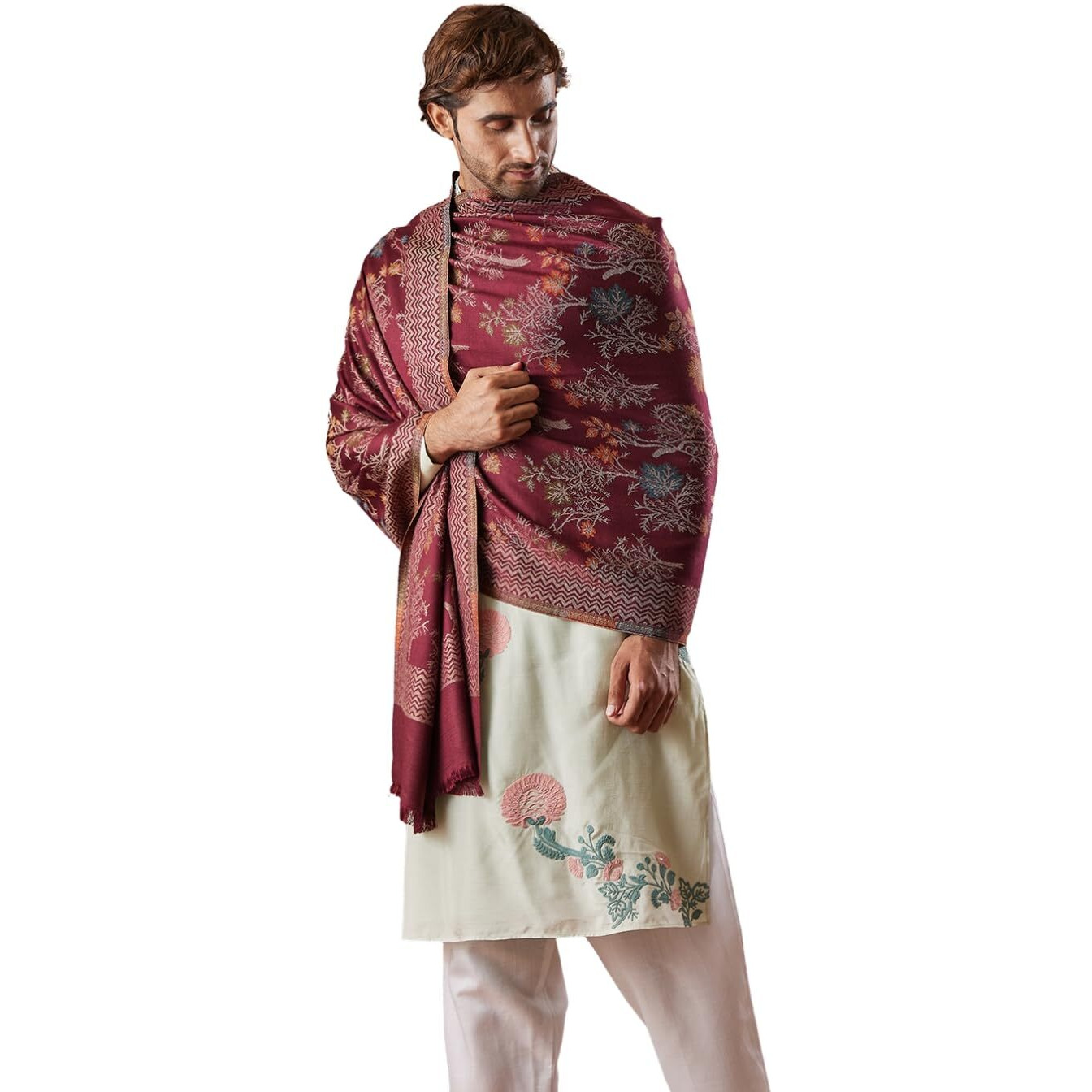 Pashmoda Men Shalimar Kaani Stole (Size 71X203 Cm)