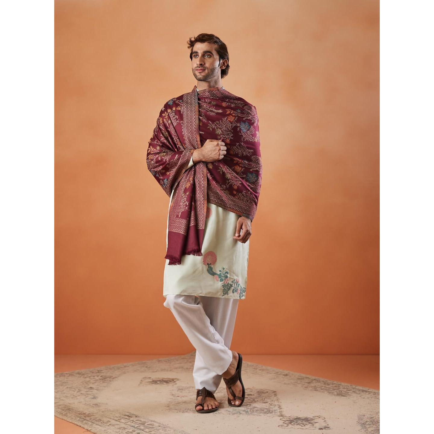 Pashmoda Men Shalimar Kaani Stole (Size 71X203 Cm)