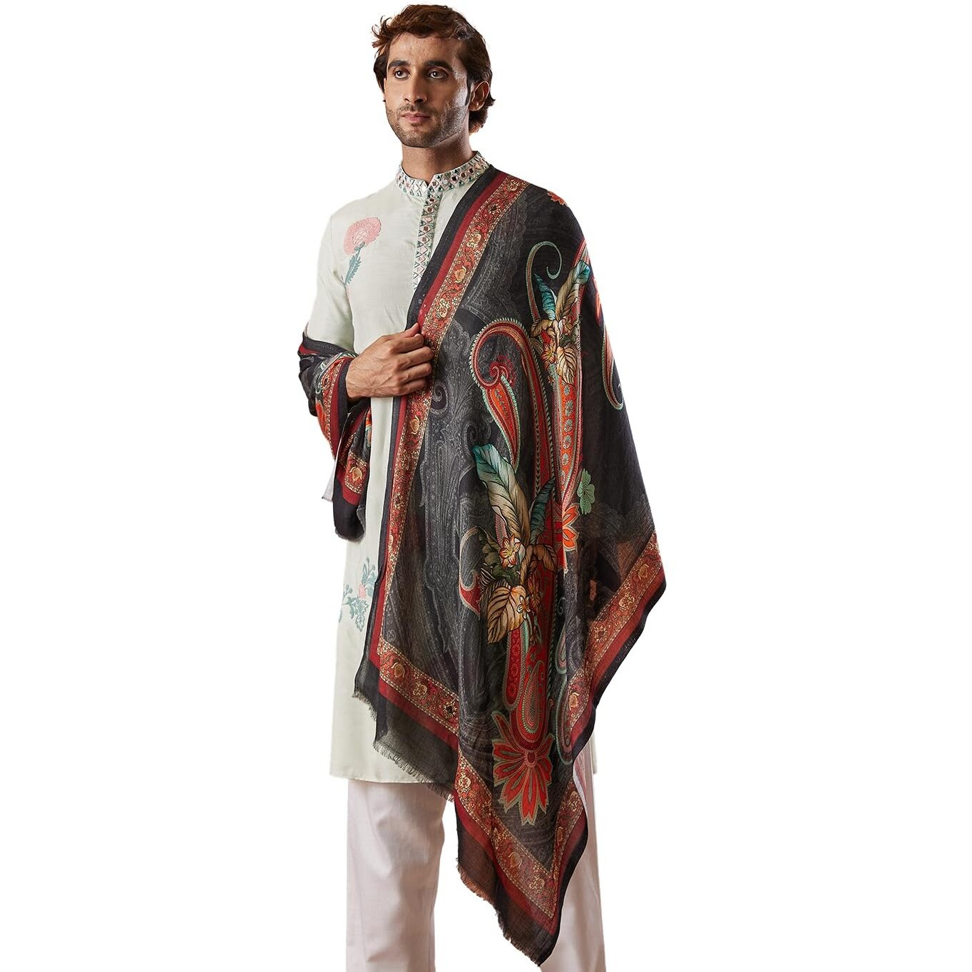 Pashmoda Men Fine Soft Bamboo Fibre Stole (Size 71X203 Cm)