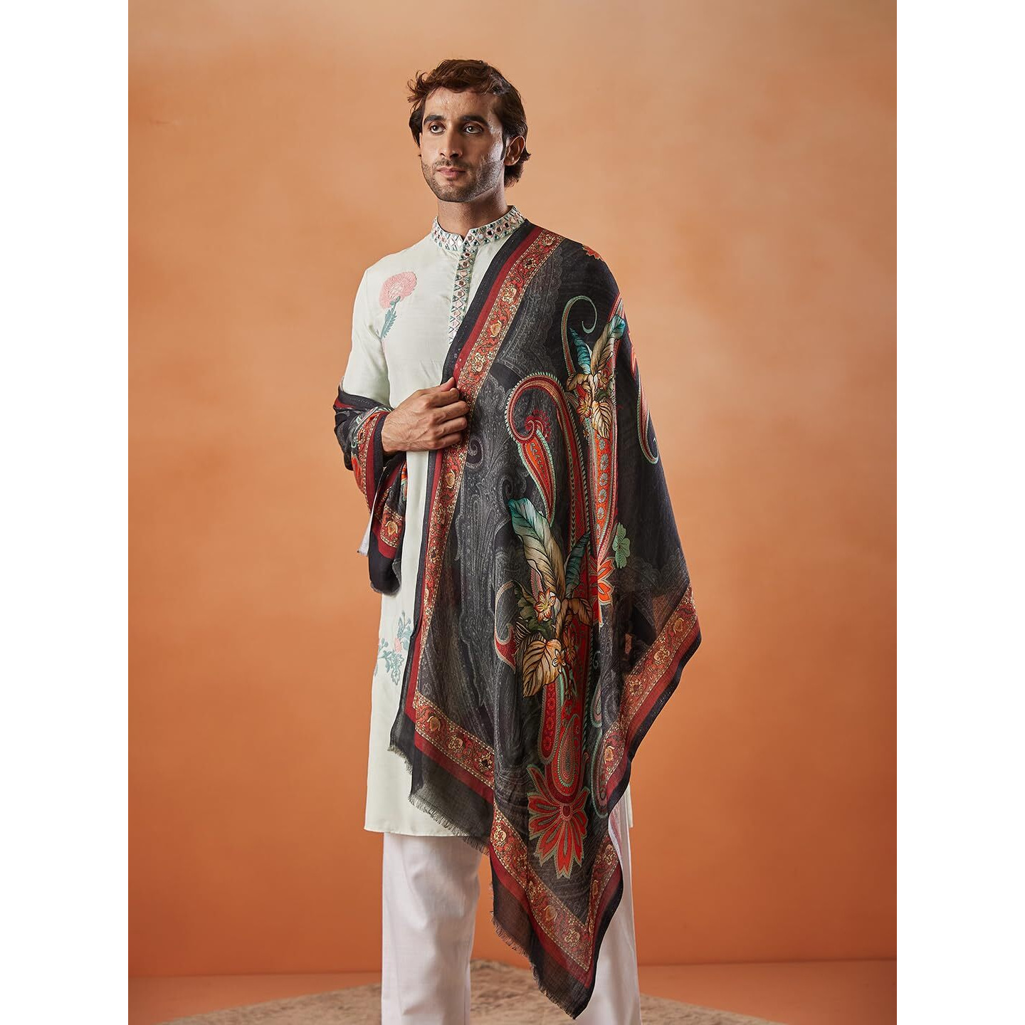 Pashmoda Men Fine Soft Bamboo Fibre Stole (Size 71X203 Cm)