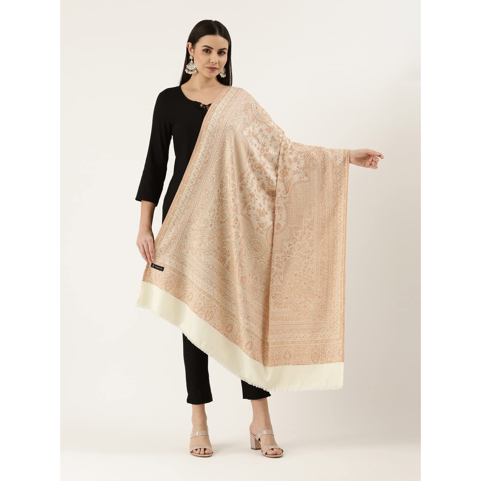Pashmoda Women Aaraish Kashmiri Royal Paisley Design Jamawar Shawl (Size 101 X 203 Cms)
