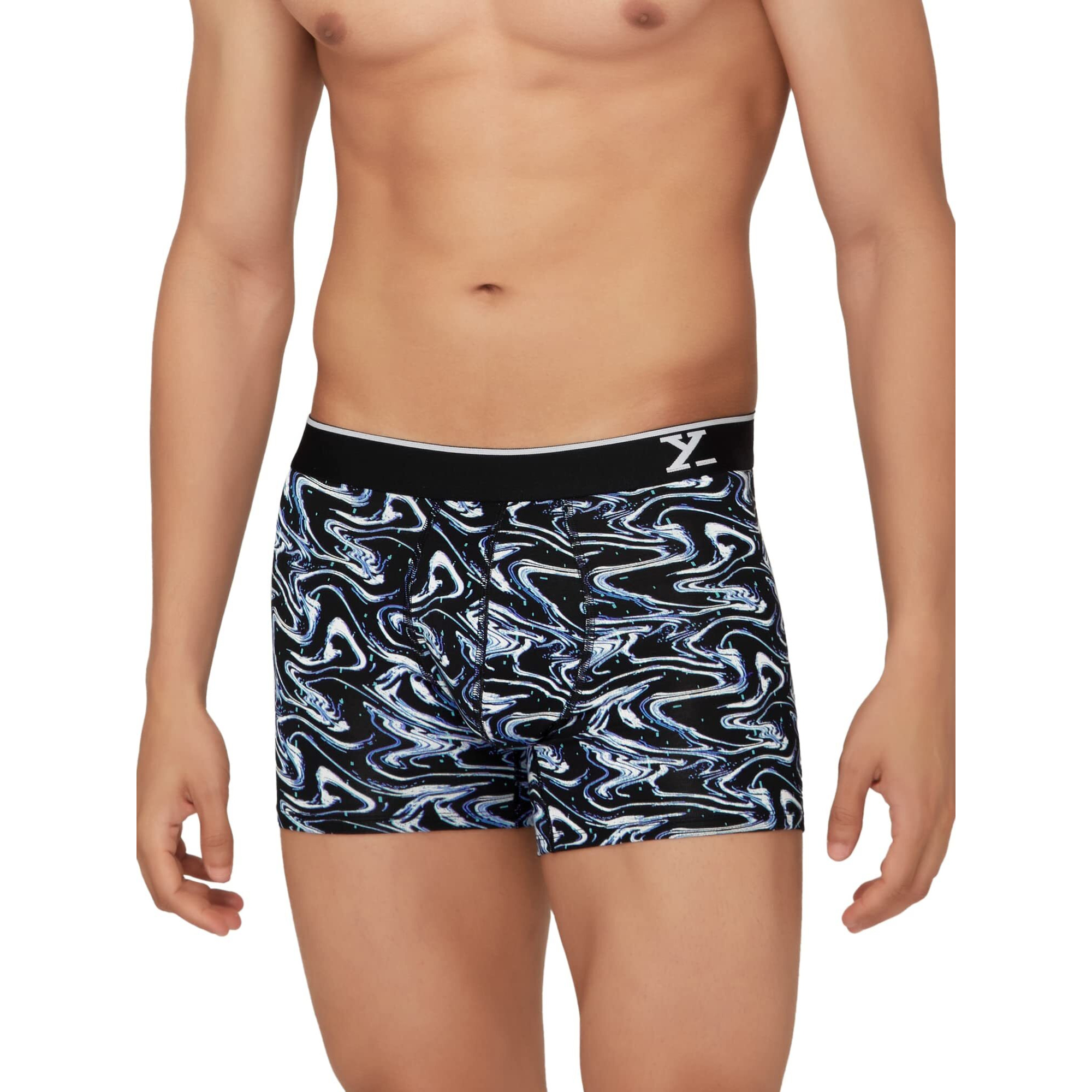 Xyxx Men Micro Modal Trunk, Snug Fit, Printed, Pack Of 2, Xytrnk2Pckn398M, Digi Lights+Marble, M