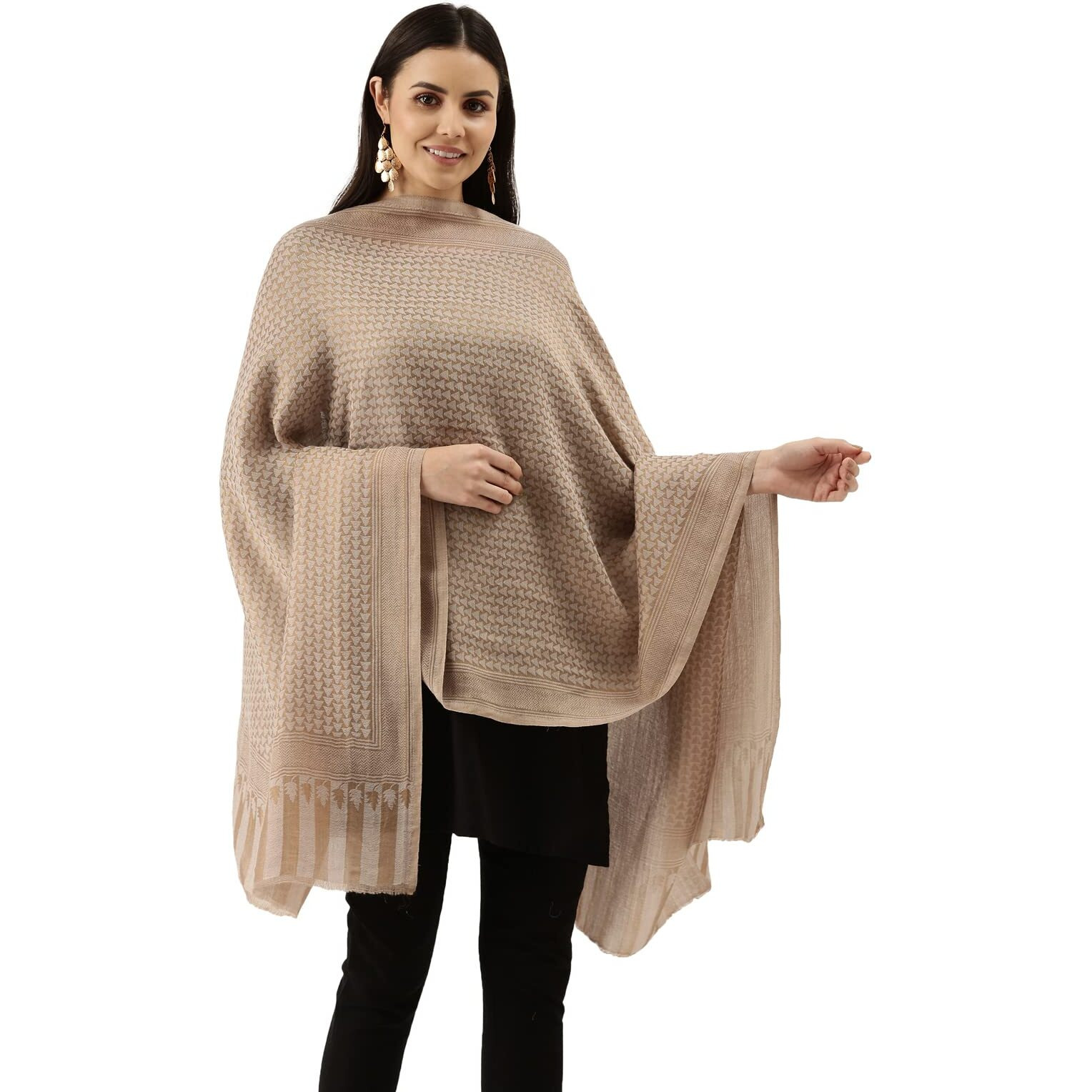 Pashmoda Women Aarzoo Fine Pashmina Wool Blend Stole (Size  71X203 Cm)