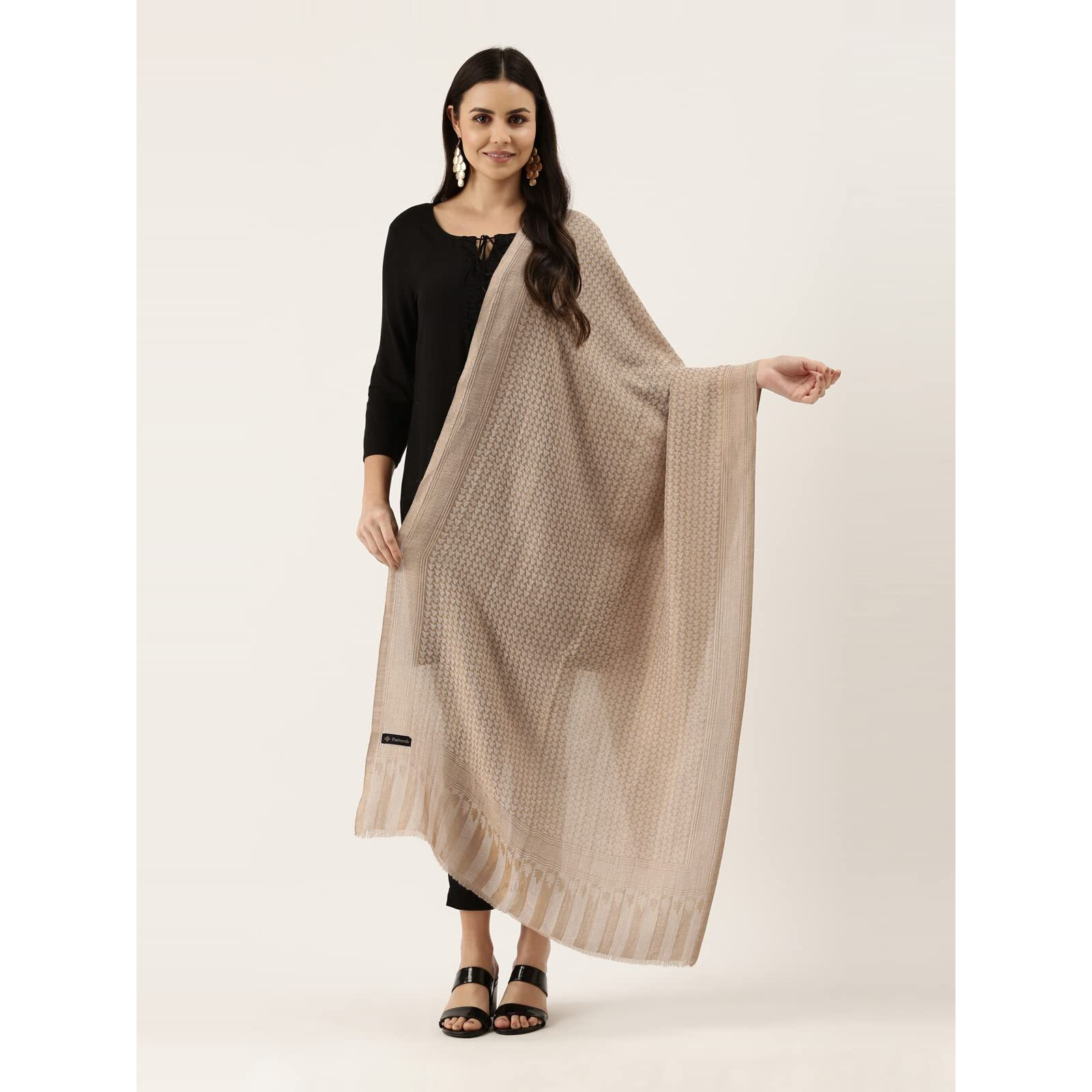 Pashmoda Women Aarzoo Fine Pashmina Wool Blend Stole (Size  71X203 Cm)