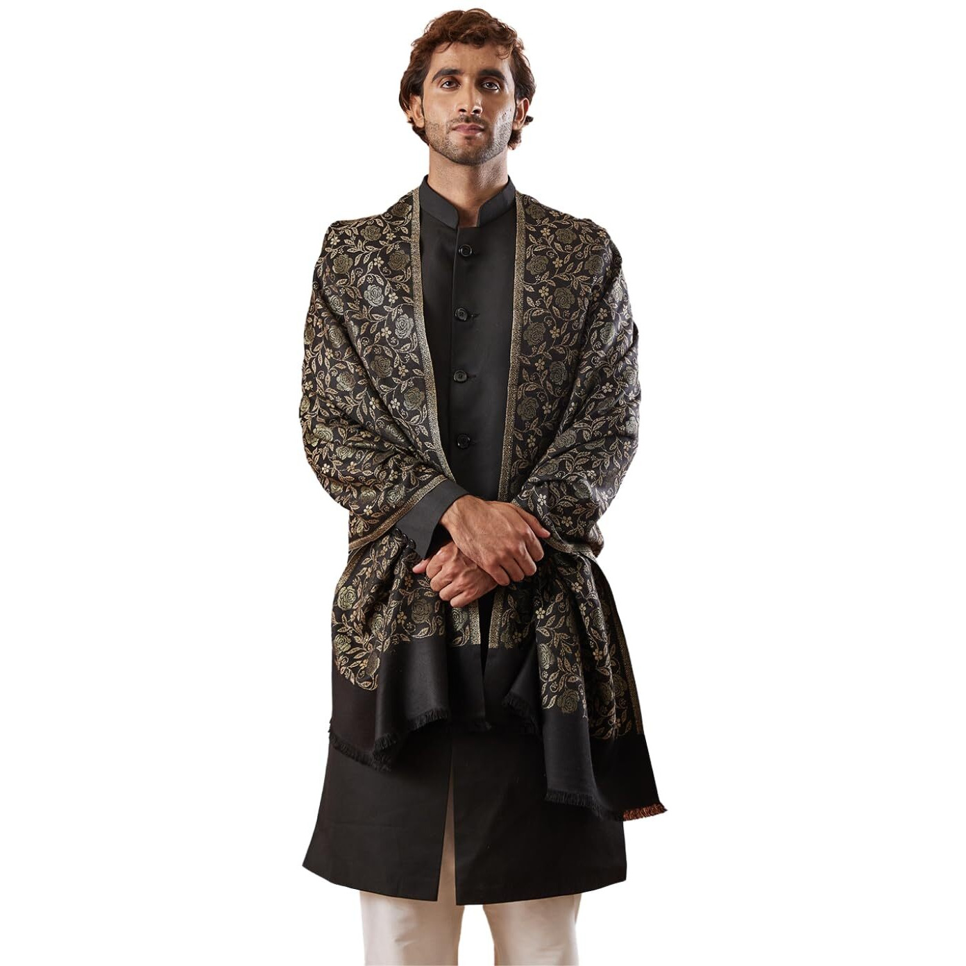 Pashmoda Men Gulnari Kaani Stole (Size 71X203 Cm)