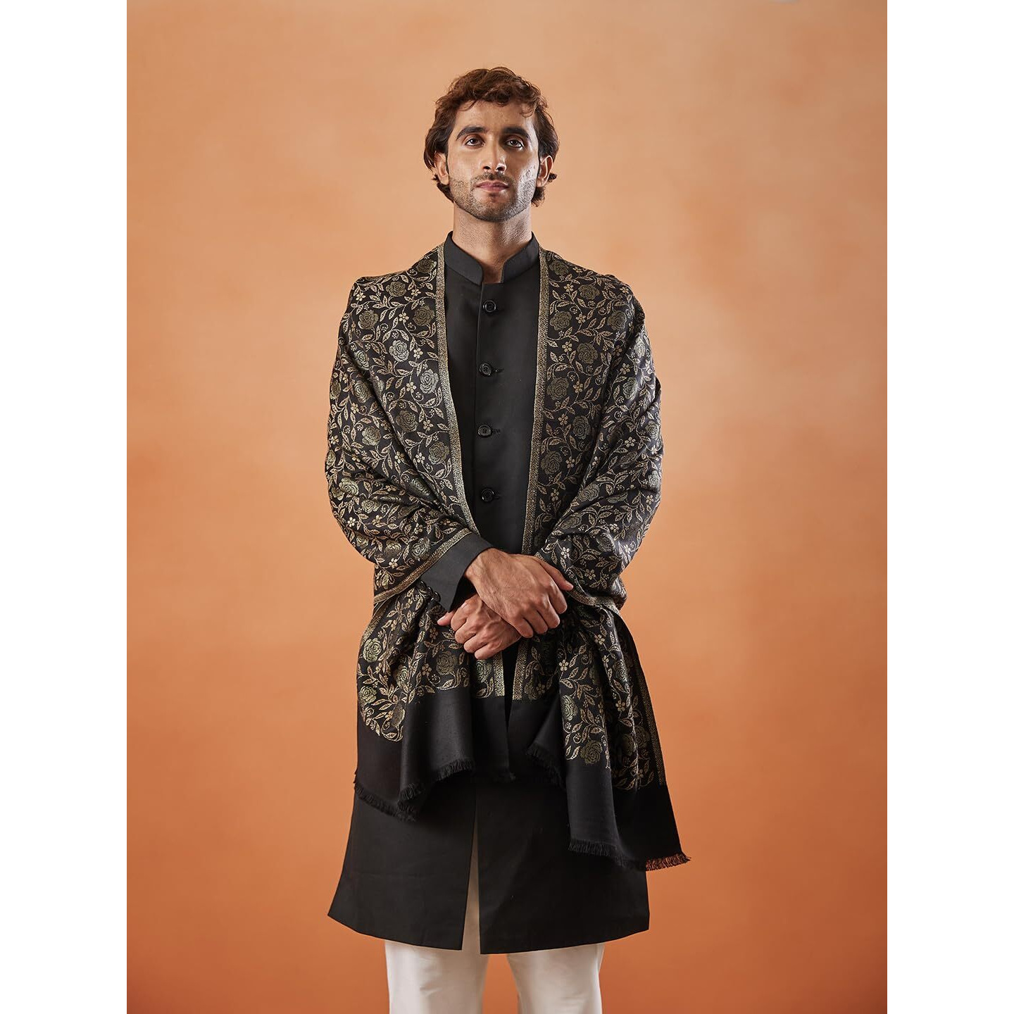 Pashmoda Men Gulnari Kaani Stole (Size 71X203 Cm)