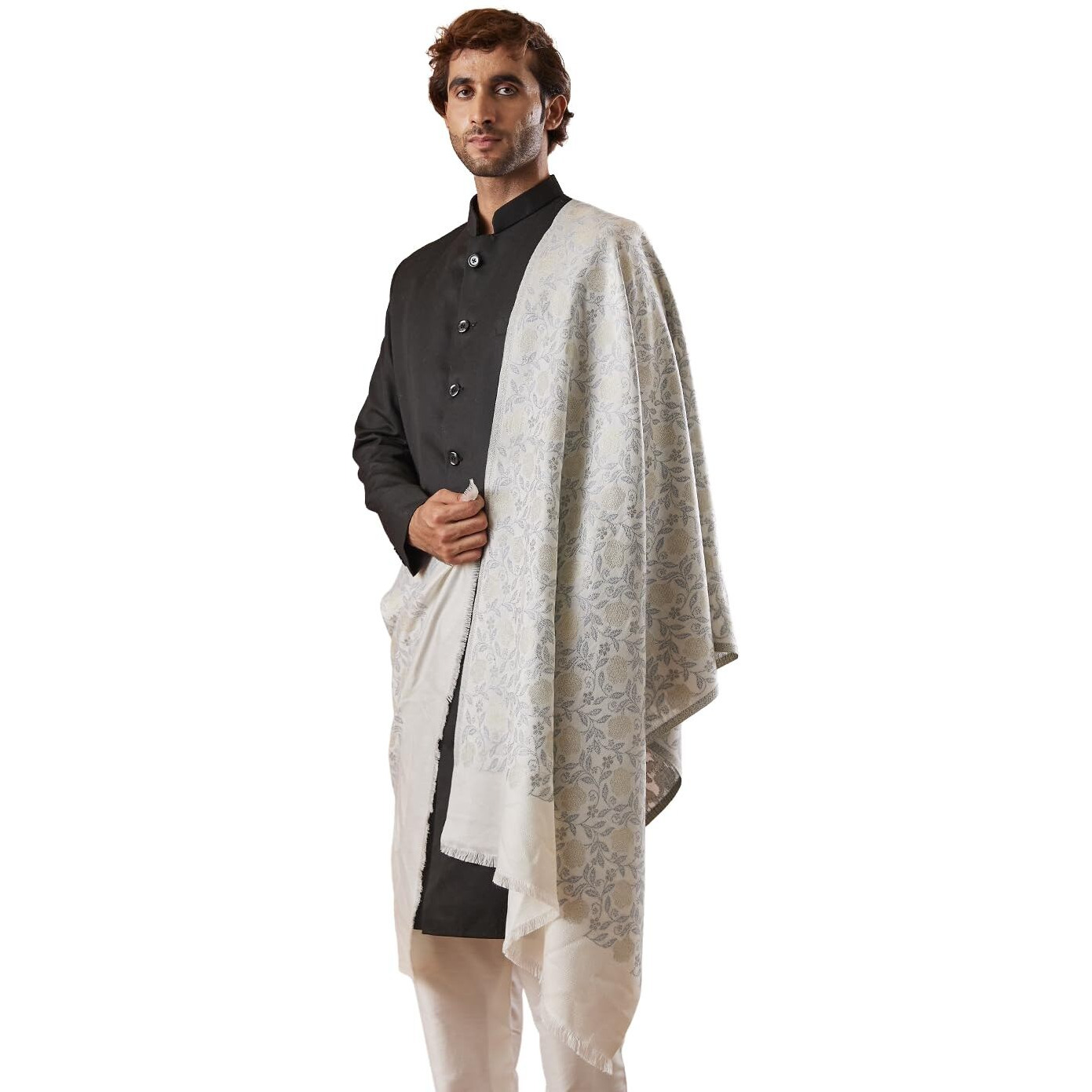 Pashmoda Men Gulnari Kaani Stole (Size 71X203 Cm)