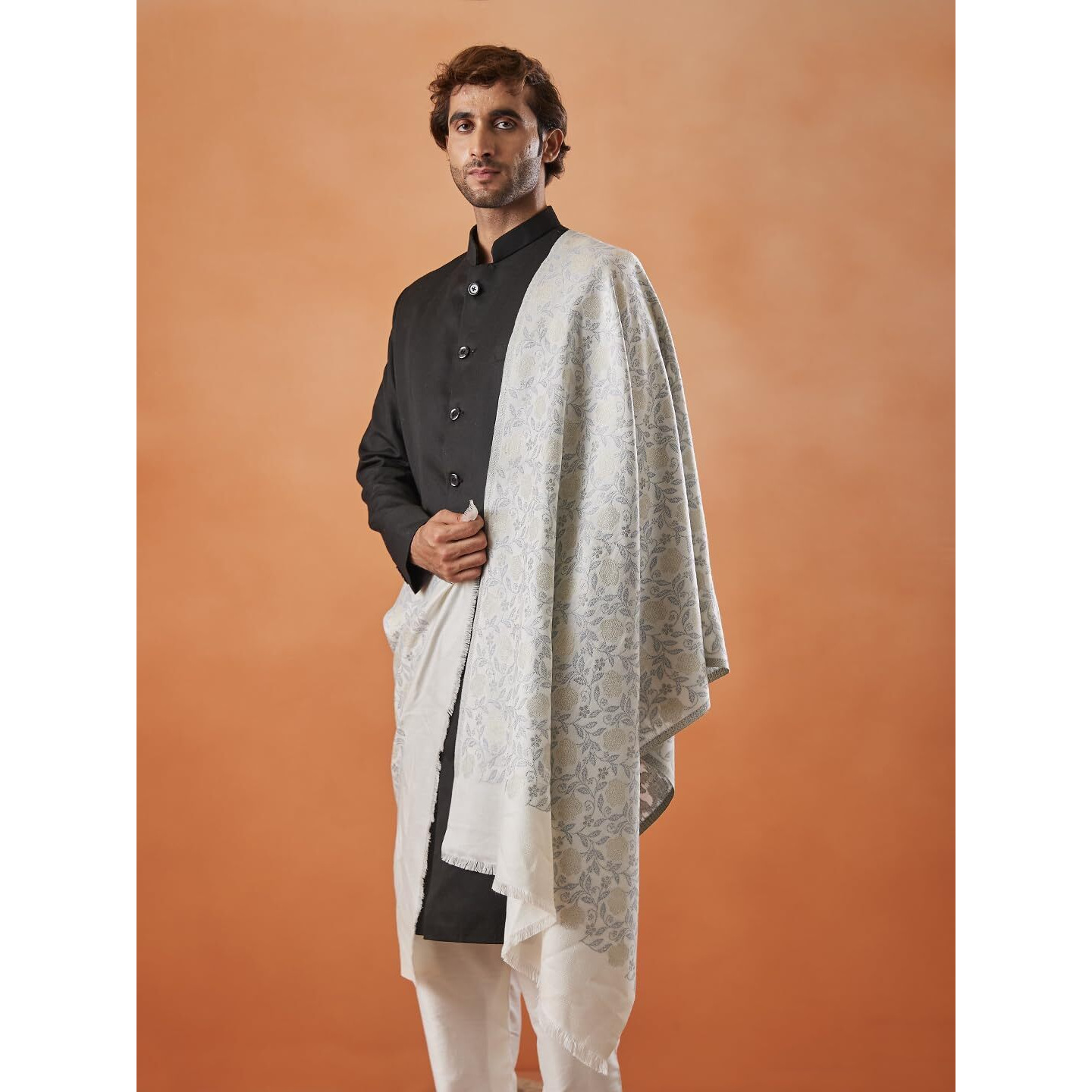 Pashmoda Men Gulnari Kaani Stole (Size 71X203 Cm)