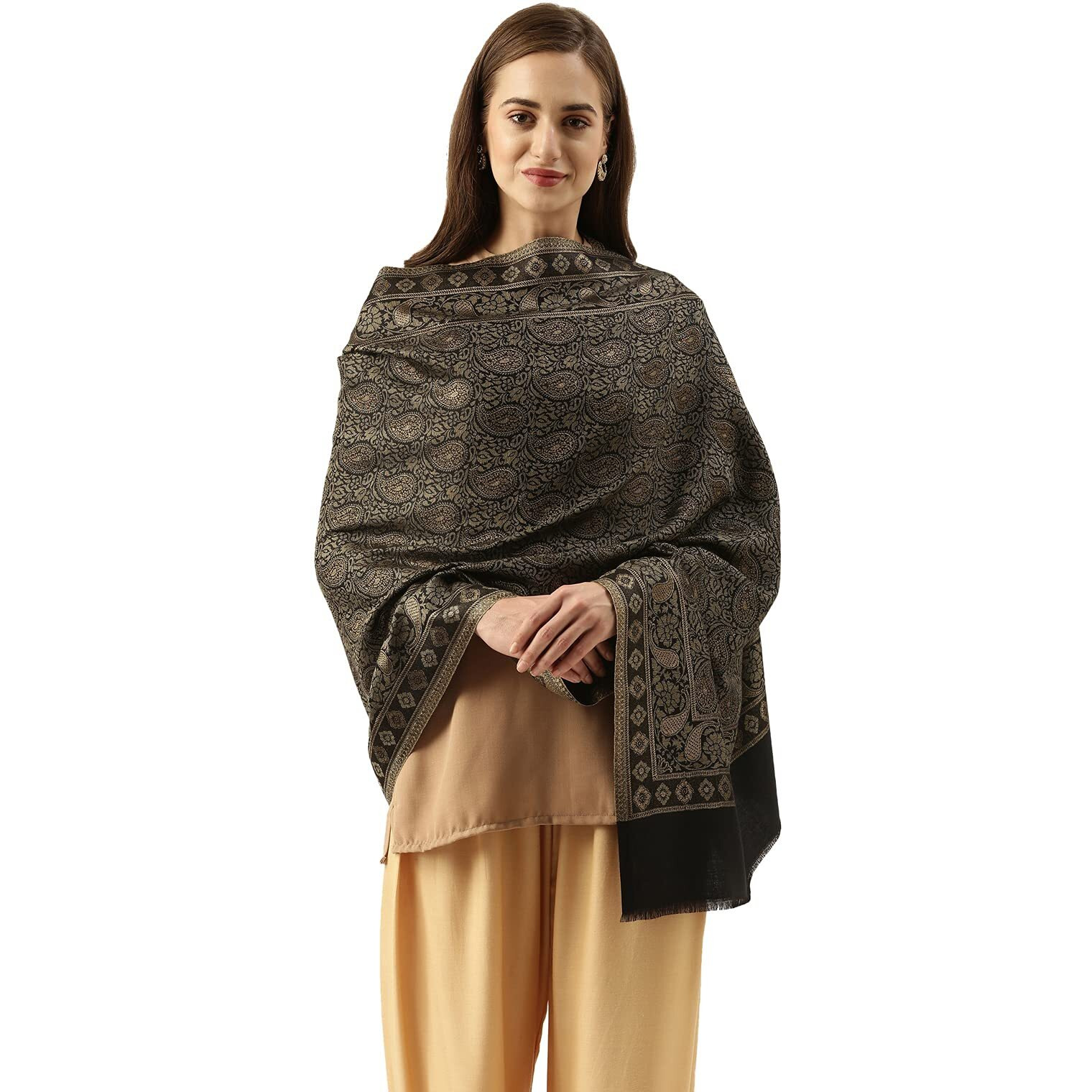 Pashmoda Women Nashaat Kaani Stole With Silky Zari Weave (Size 72X208 Cm)