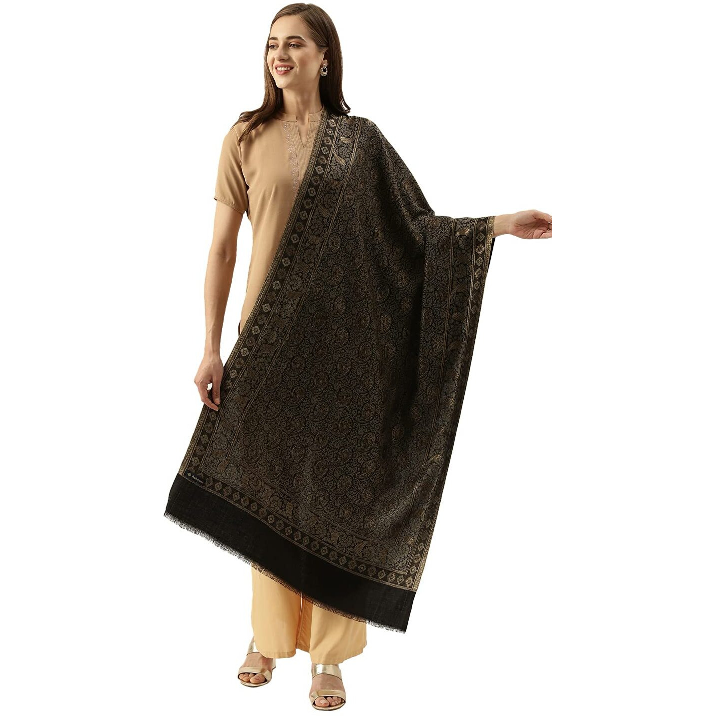 Pashmoda Women Nashaat Kaani Stole With Silky Zari Weave (Size 72X208 Cm)