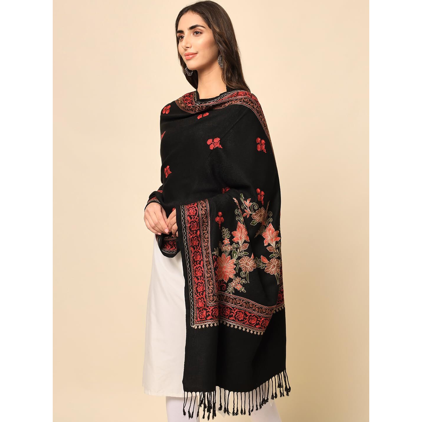 Pashmoda Women Dilbar Aari Embroidered Stole (Size 71X203 Cm)