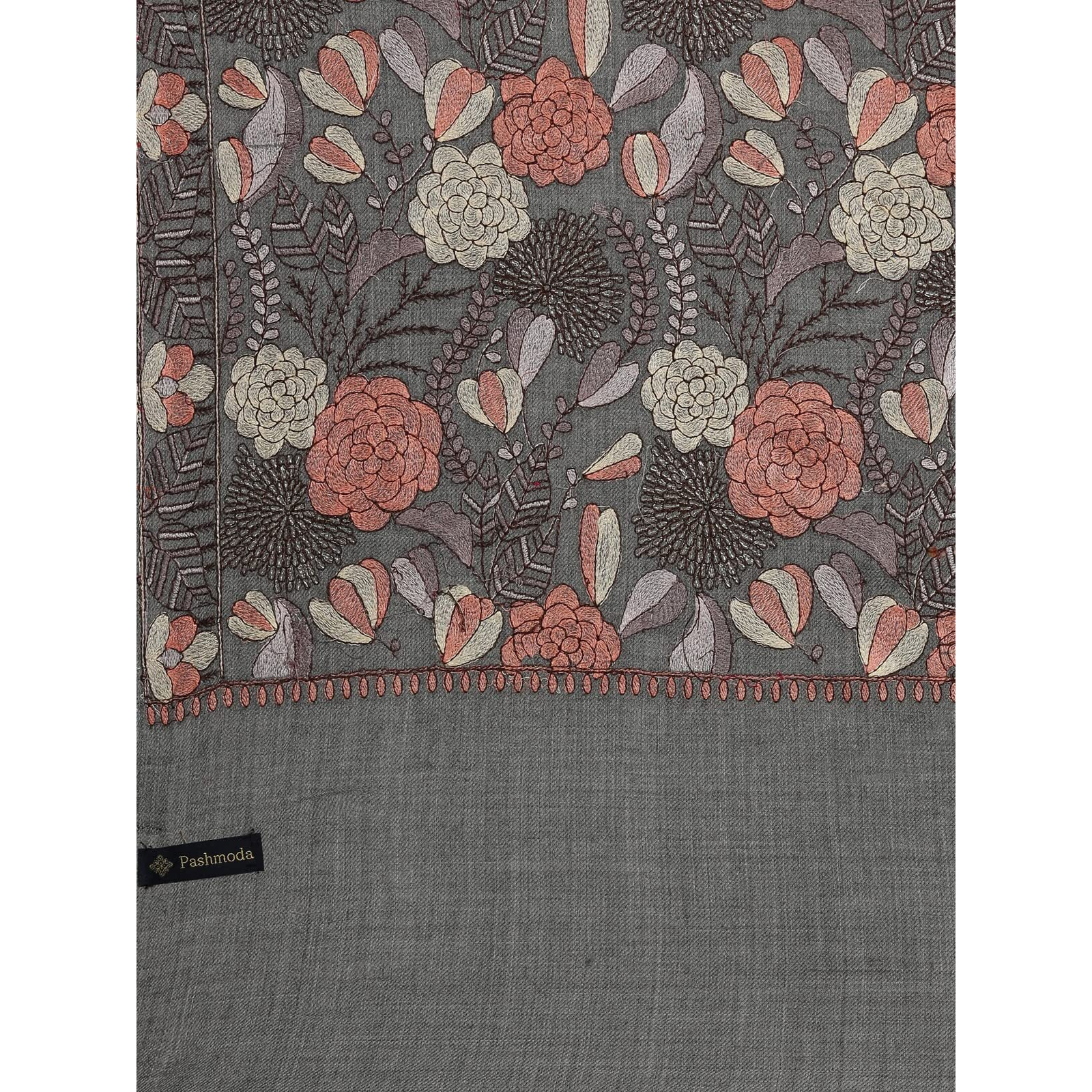 Pashmoda Women Bahaar Pure Wool Aari Embroidered Shawl (Size  101X203 Cm)