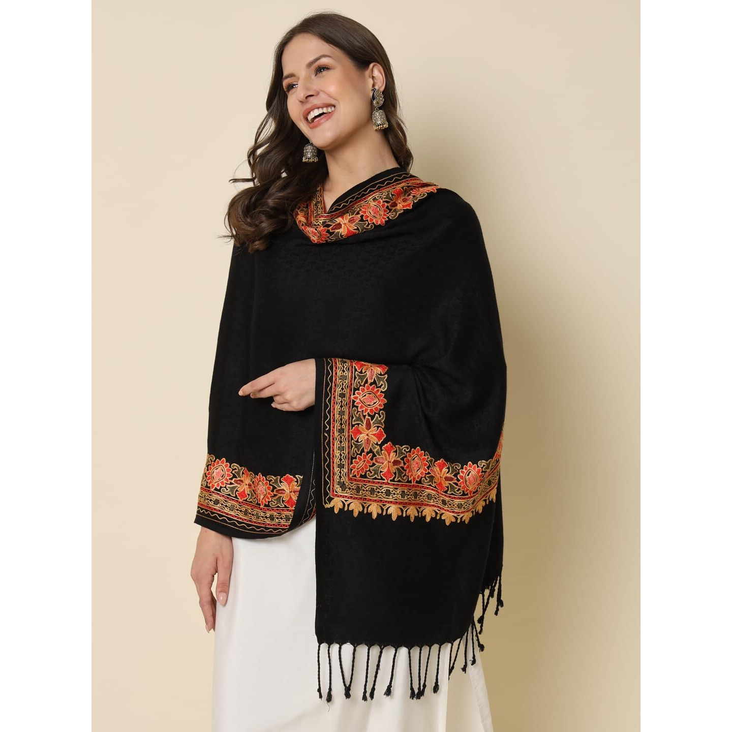 Pashmoda Women Bahaar Embroidered Stole (Size 71X203 Cm)