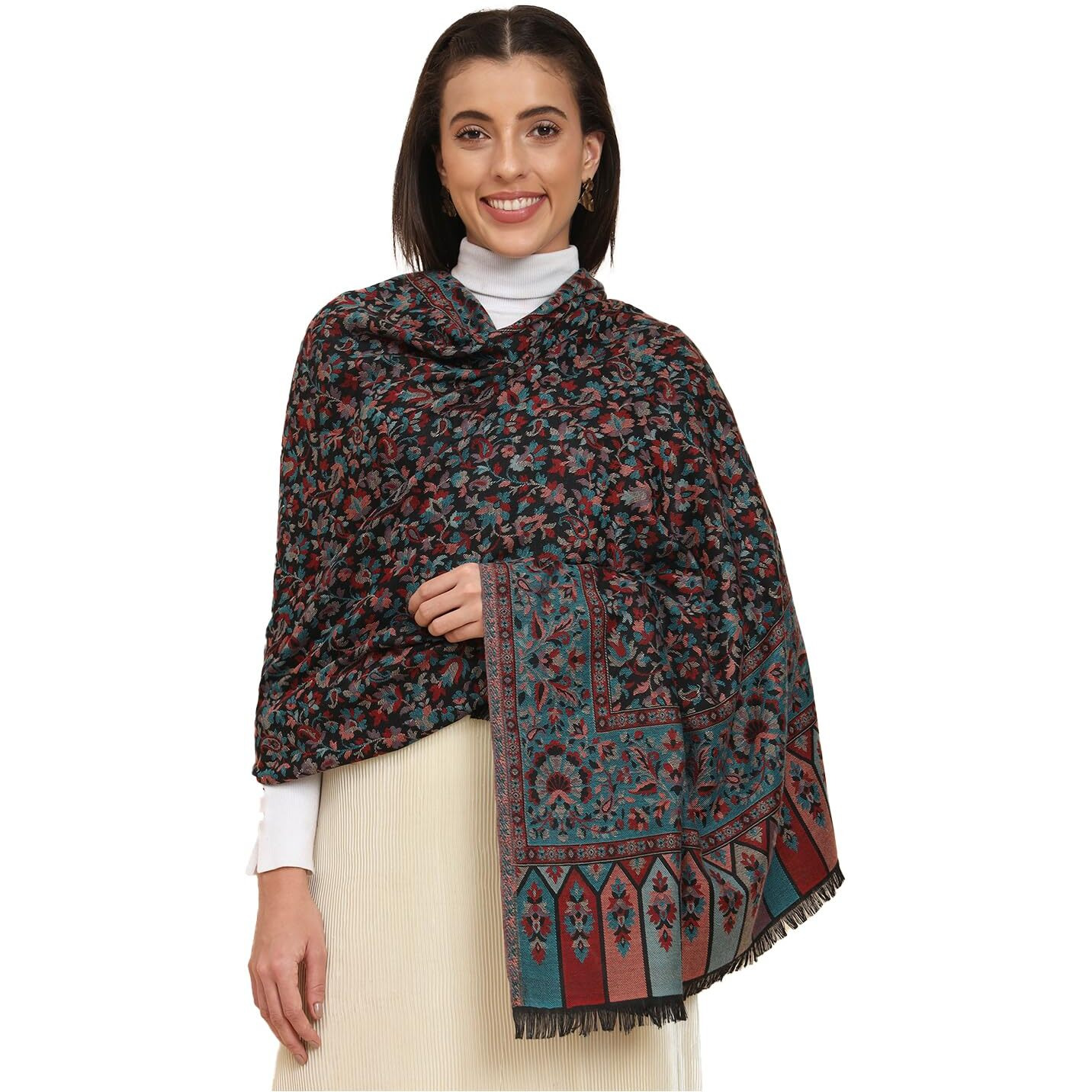 Pashmoda Women Dastaan Woven Design Jamawar Shawl (Size 101X203 Cm)