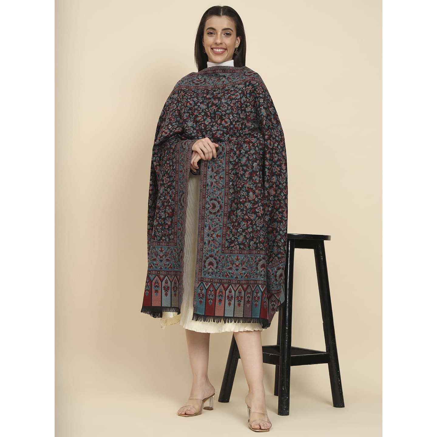 Pashmoda Women Dastaan Woven Design Jamawar Shawl (Size 101X203 Cm)