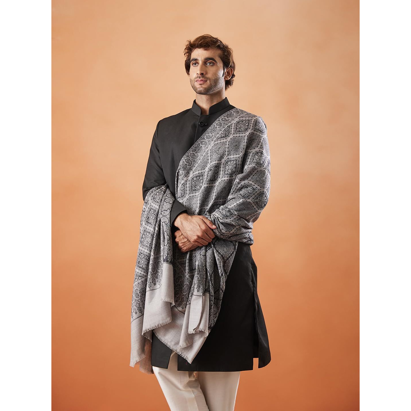 Pashmoda Men Shabnam Jamawar Shawl (Size 101X203 Cm)