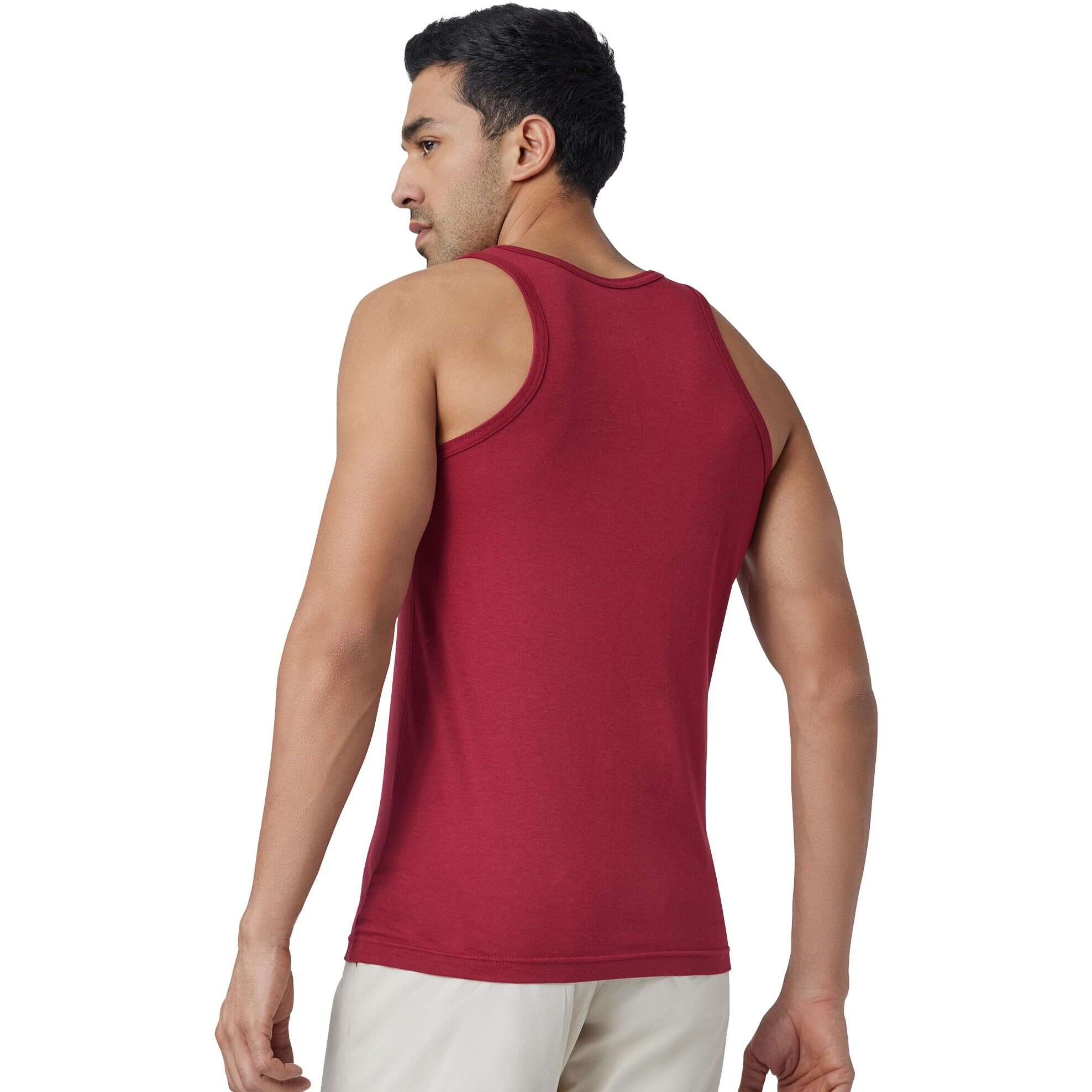 Xyxx Men Cotton Modal Vest, Regular Fit, Solid, Pack Of 1, Xyvest04Xl, Bold Burgundy, Xl