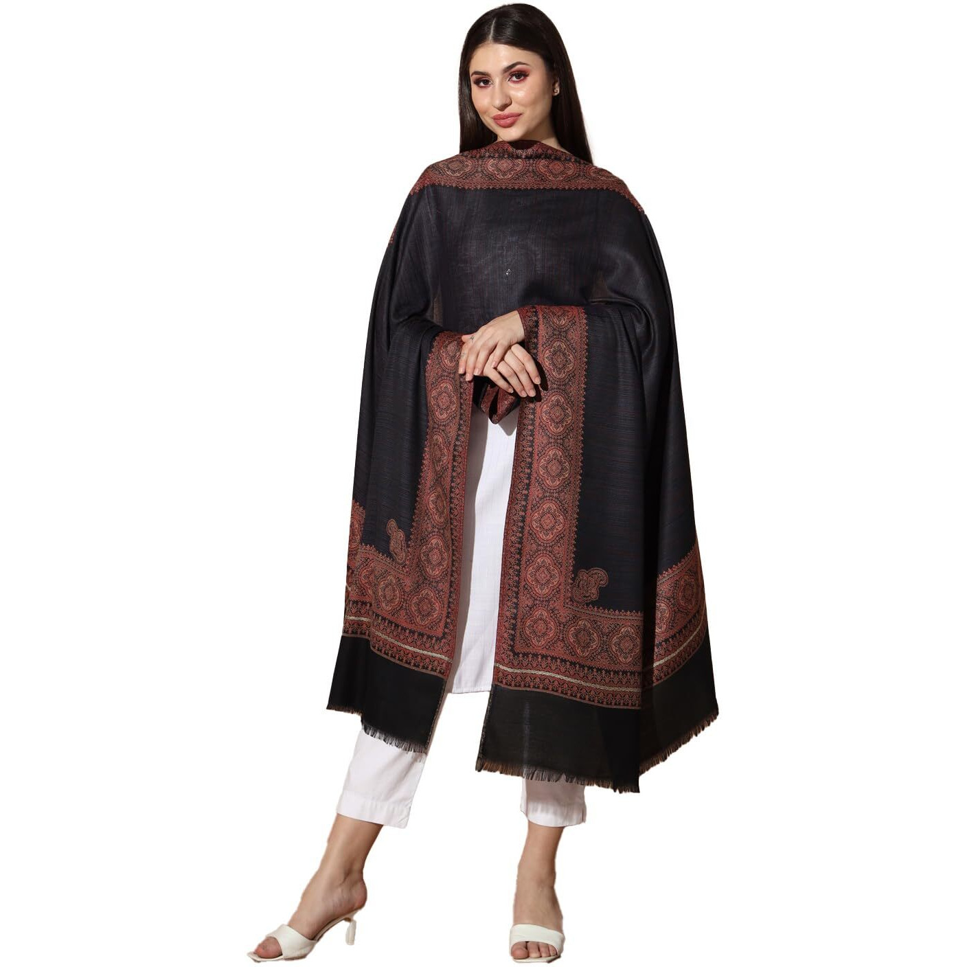 Pashmoda Women Chaman Woven Design Jamawar Shawl (Size 101X203 Cm)