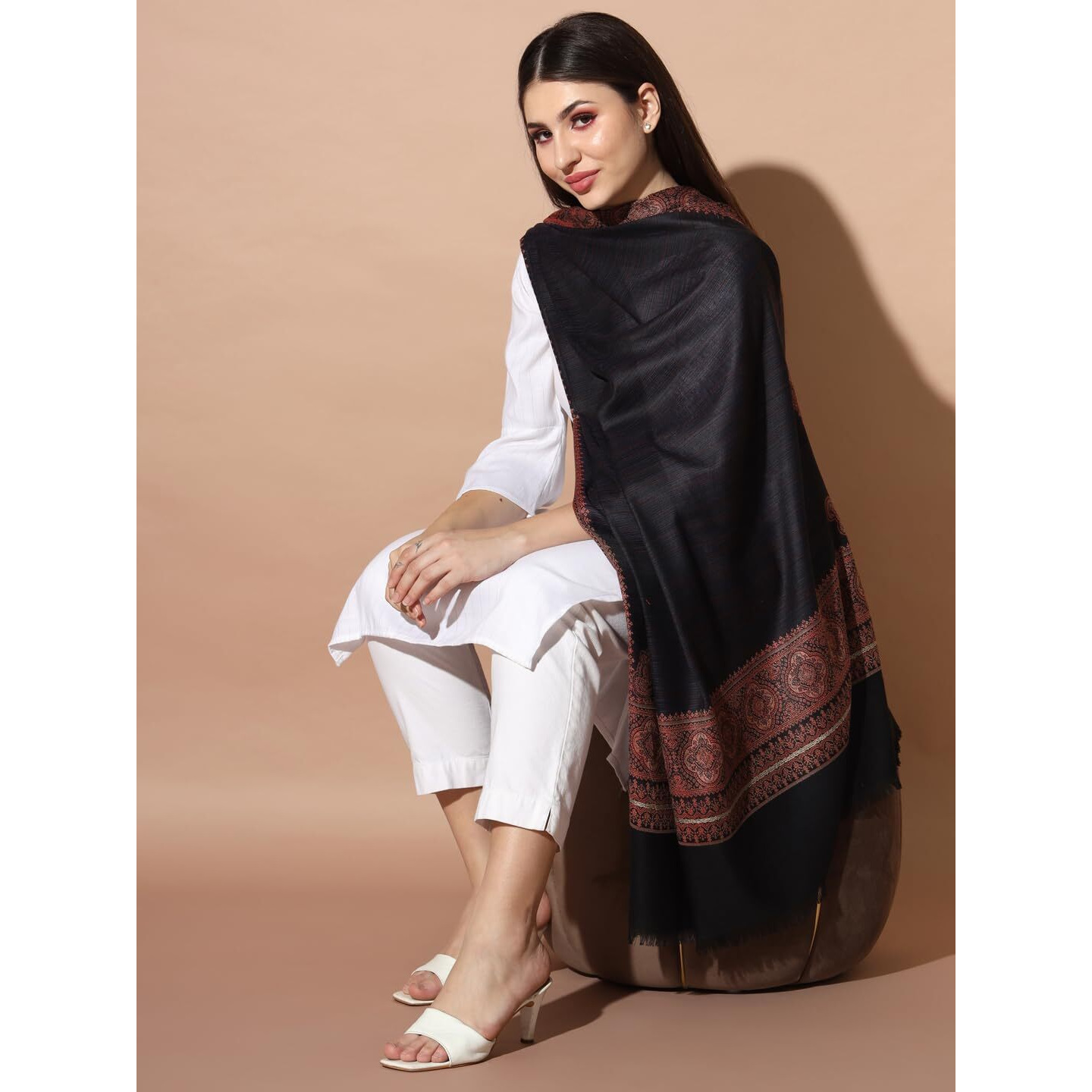 Pashmoda Women Chaman Woven Design Jamawar Shawl (Size 101X203 Cm)