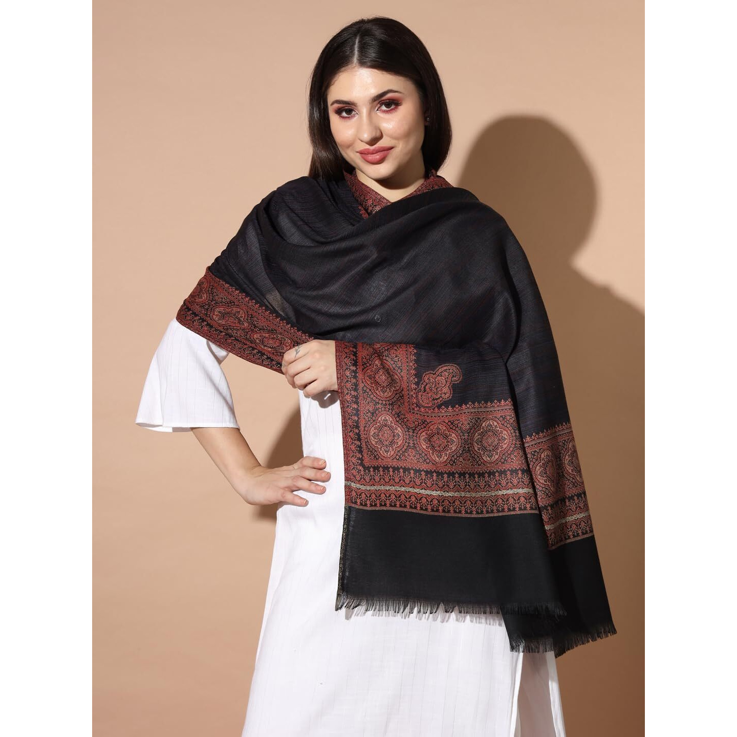 Pashmoda Women Chaman Woven Design Jamawar Shawl (Size 101X203 Cm)