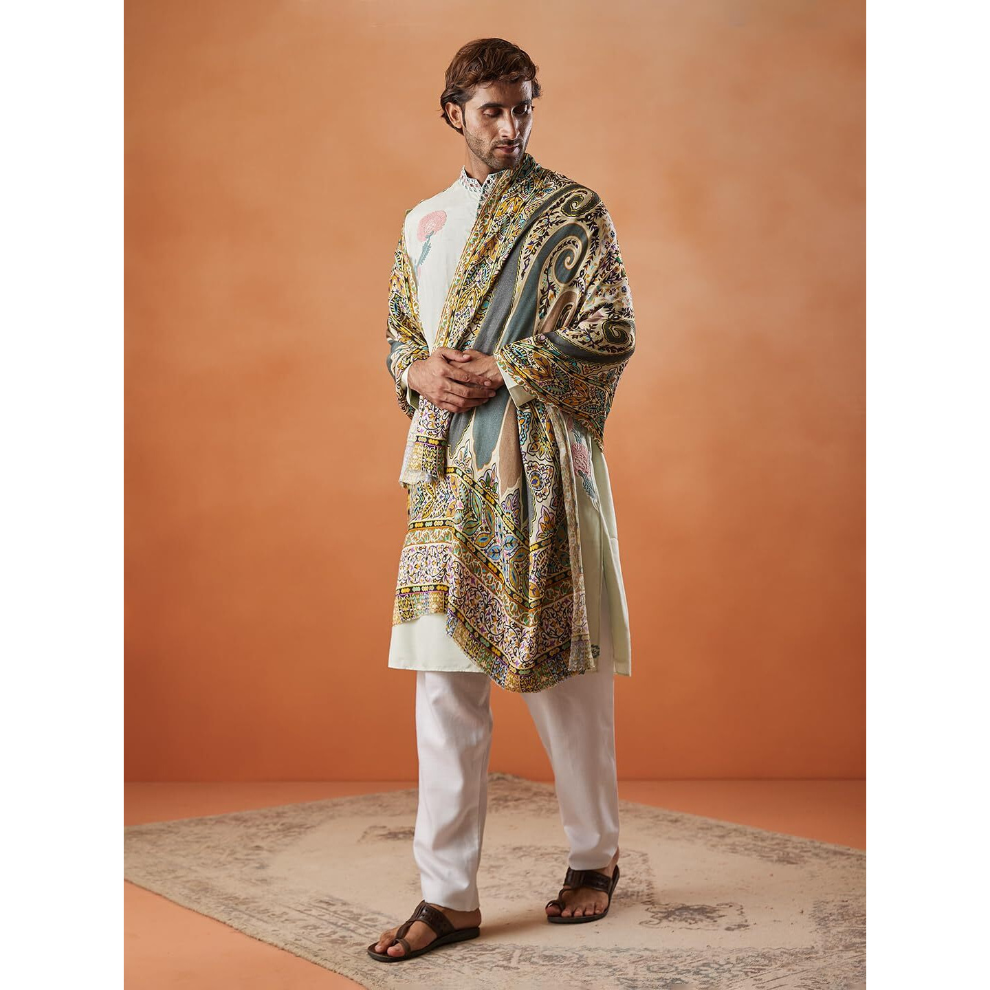 Pashmoda Men Bahaari Fine Soft Bamboo Fibre Stole (Size 71X203 Cm)