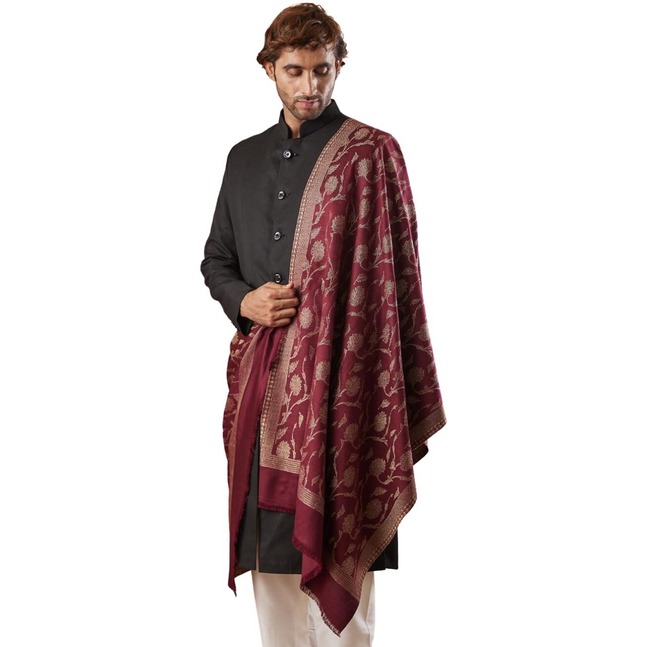 Pashmoda Men Gul-E-Mohabbat Kaani Stole (Size 71X203 Cm)