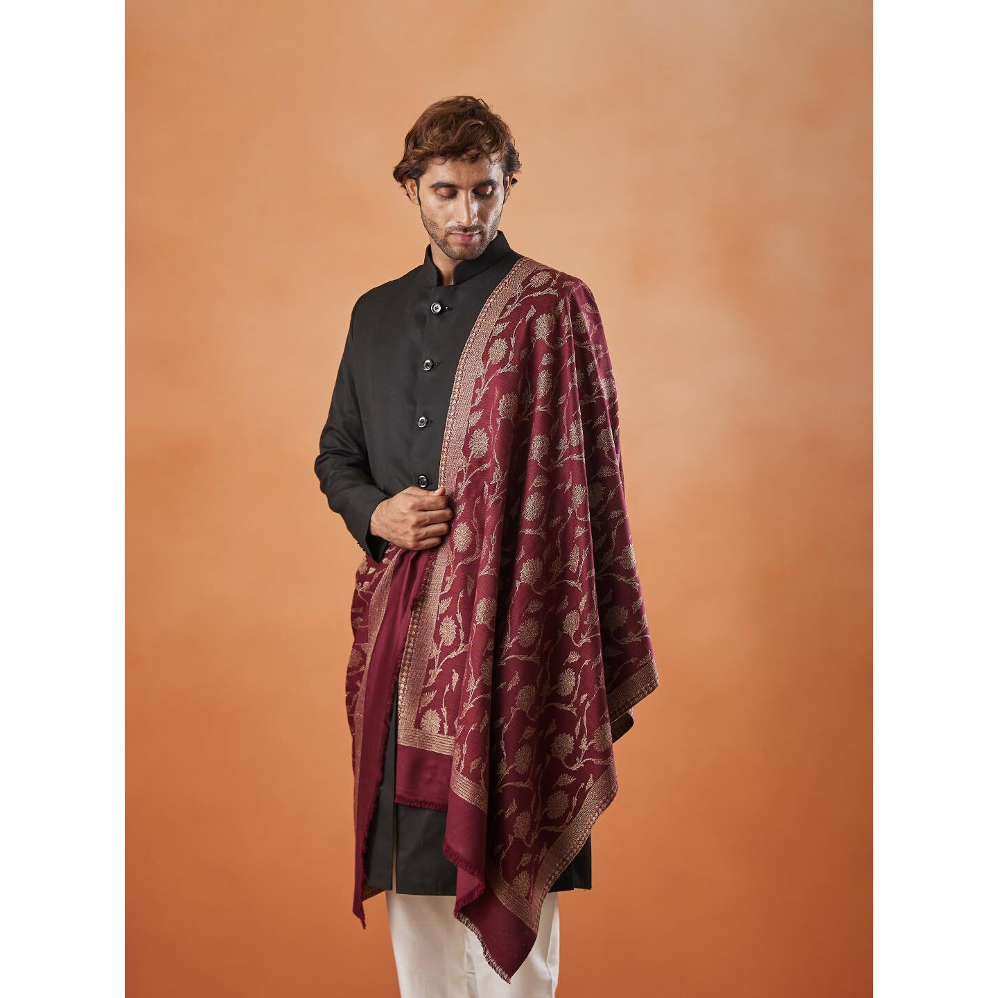 Pashmoda Men Gul-E-Mohabbat Kaani Stole (Size 71X203 Cm)
