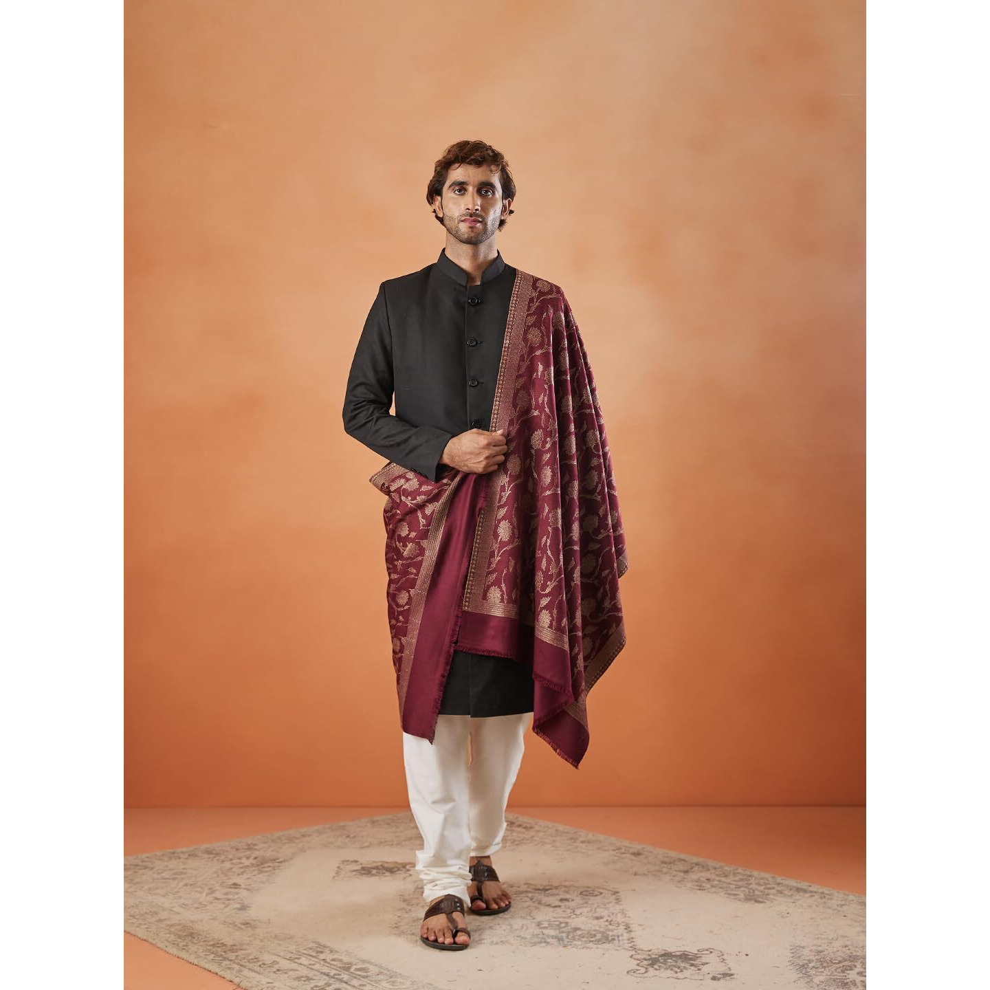 Pashmoda Men Gul-E-Mohabbat Kaani Stole (Size 71X203 Cm)