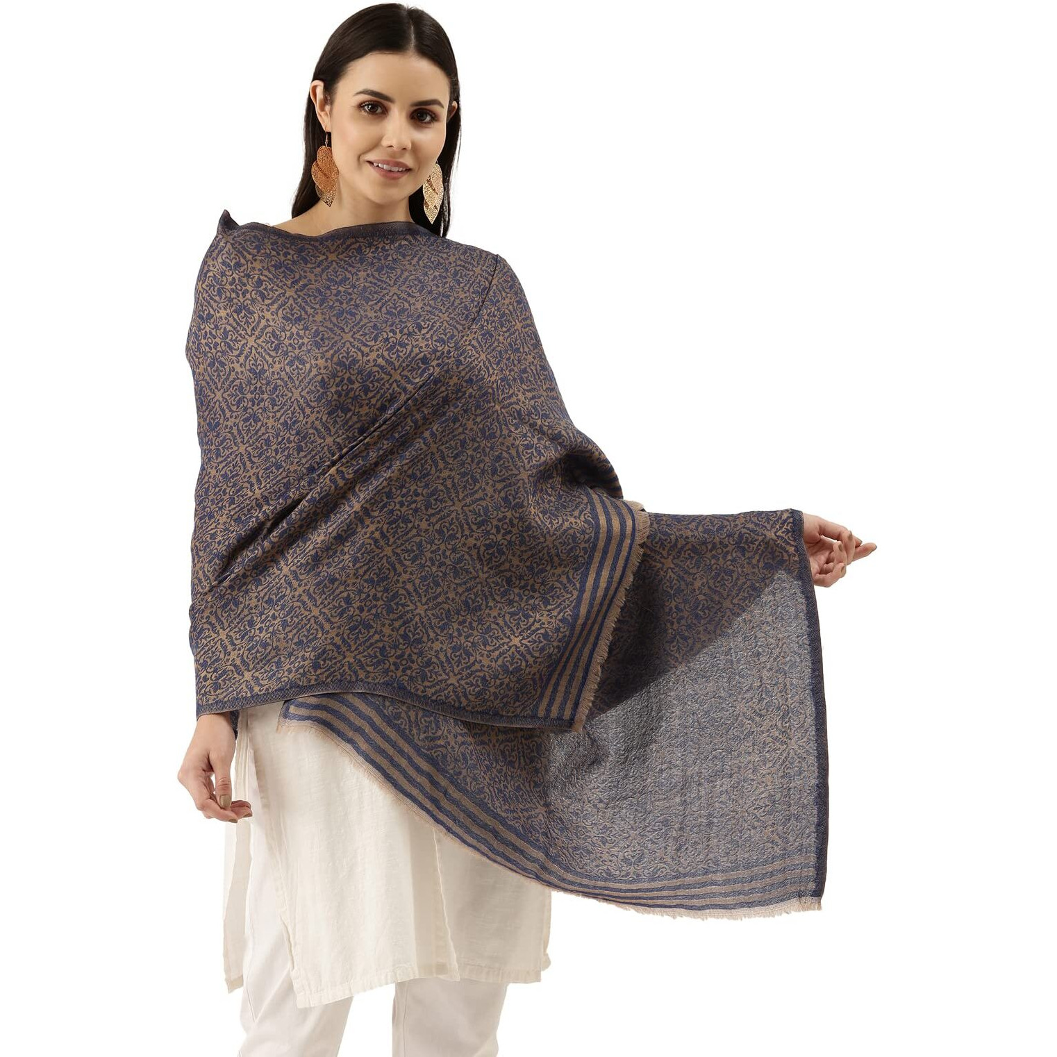 Pashmoda Women Chaman Fine Pashmina Wool Blend Stole (Size  71X203 Cm)