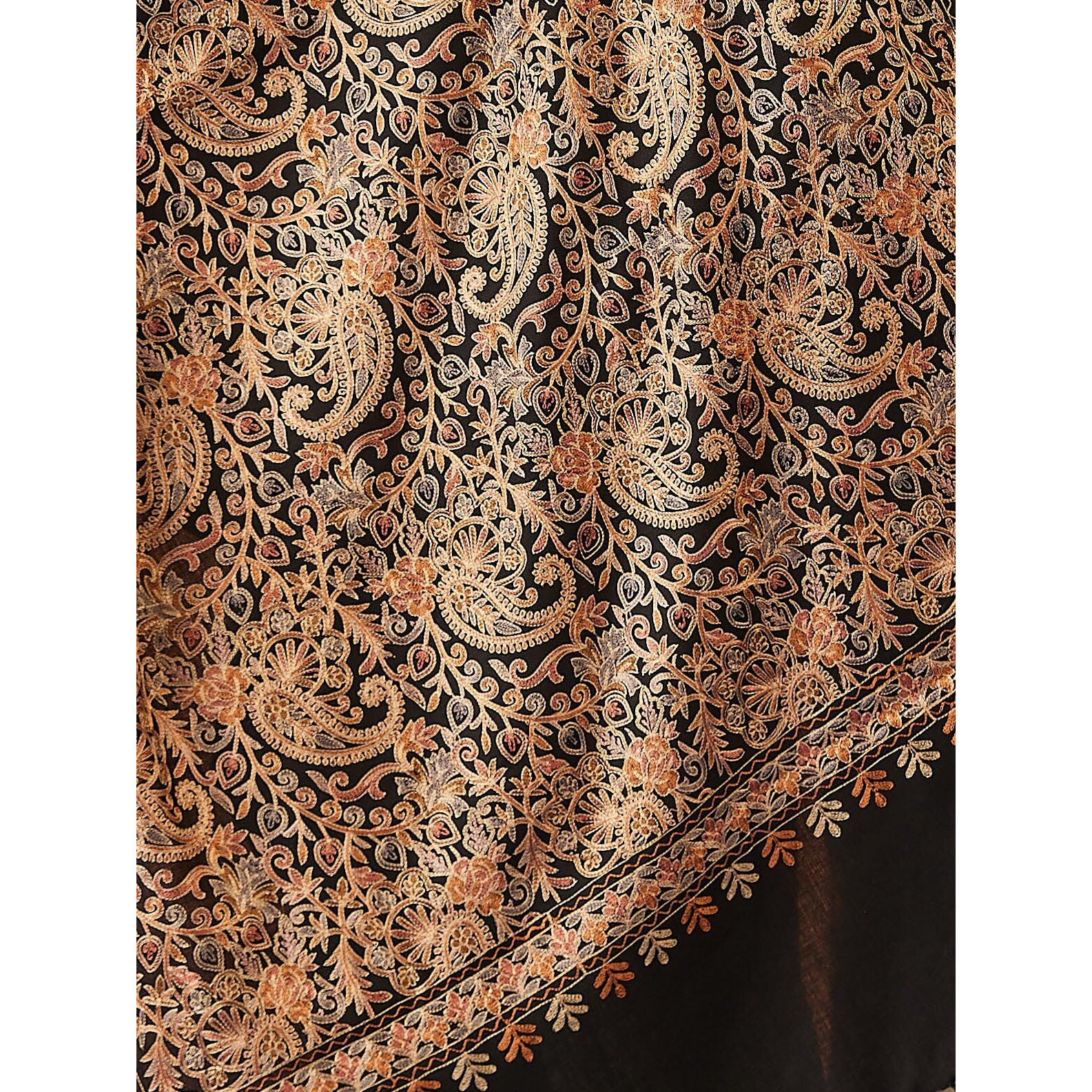 Pashmoda Saba Women Wool Blend Nalki Embroidered Stole, Shawl And Wrap, Luxury Pashmina Evening Wrap (Size 71X203 Cm)
