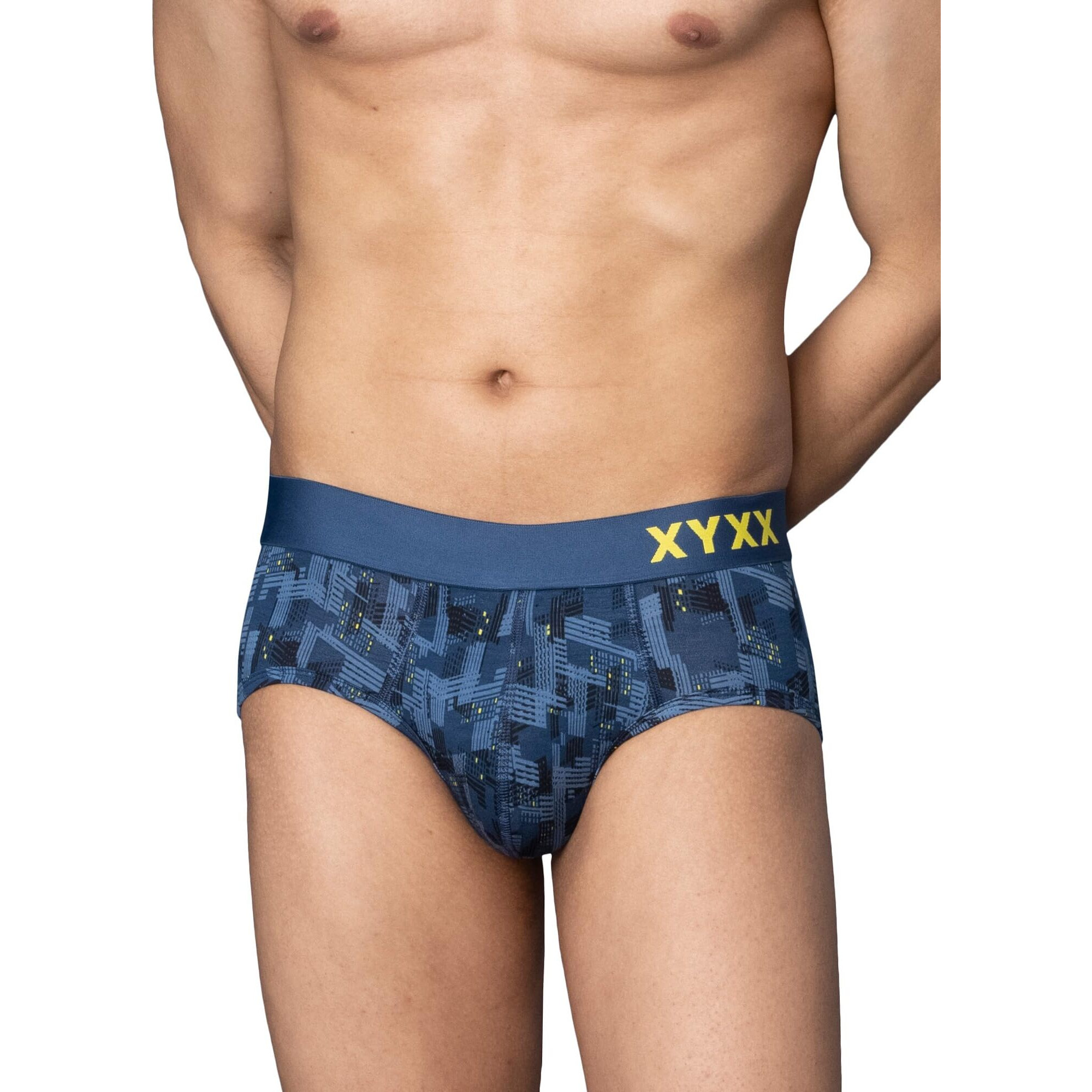 Xyxx Men Micro Modal Brief, Slim Fit, Printed, Pack Of 2, Xybrf2Pckn769Xxl, Map Grey+Cityscape Blue, Xxl