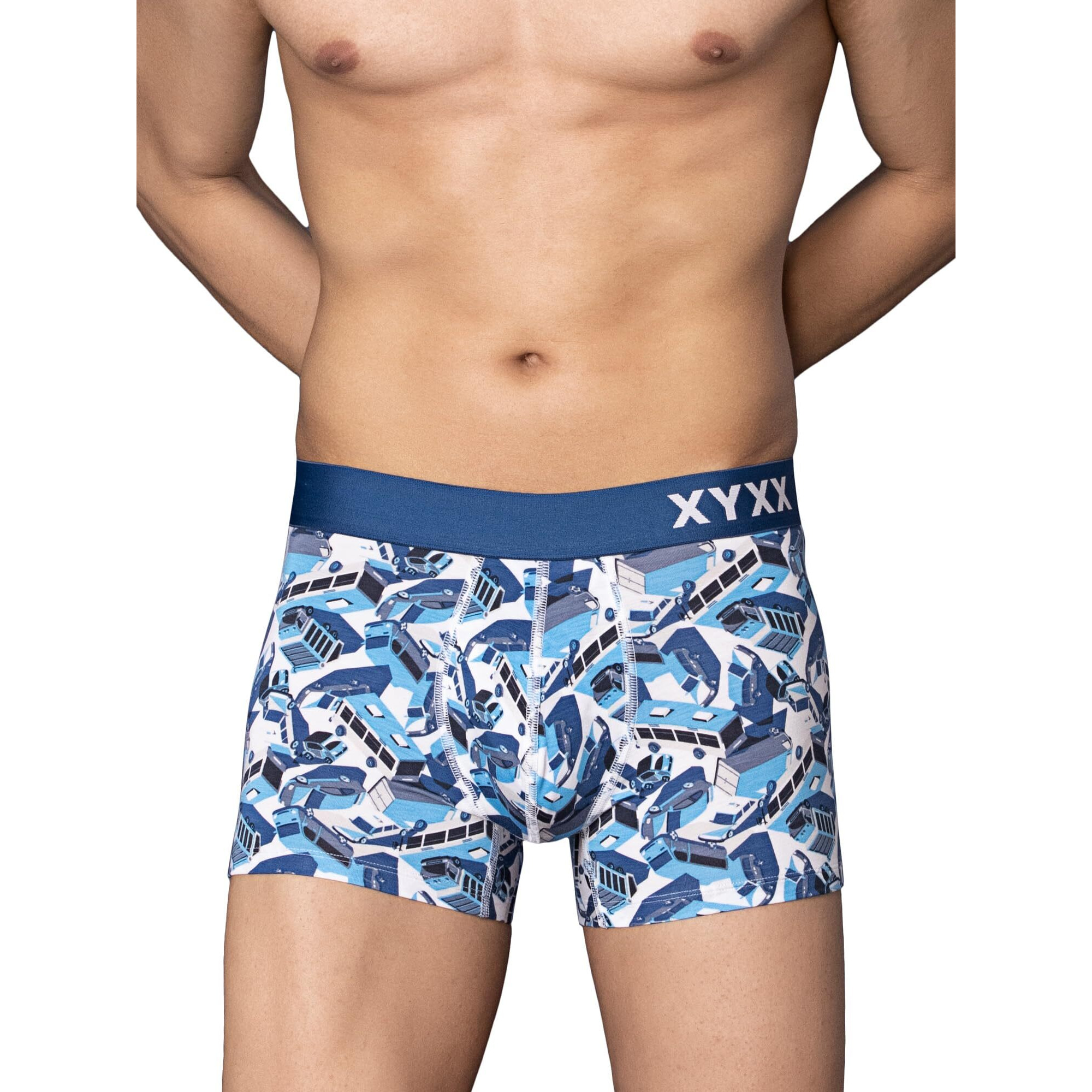 Xyxx Men Micro Modal Trunk, Slim Fit, Printed, Pack Of 1, Xytrnk194S, Street Blue, S