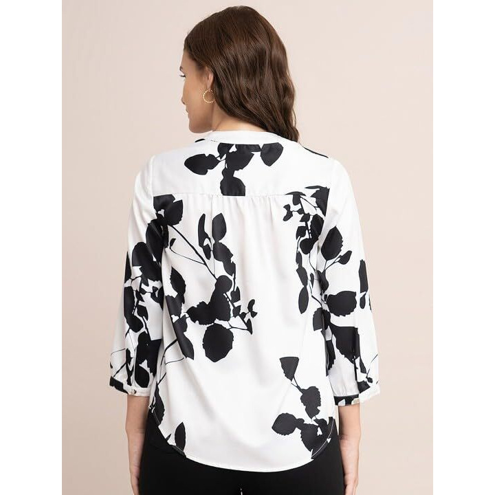 Patlani Women S/Girl S Rayon Full Stitched Lightwait Casual Top With Digital Floral Print. White