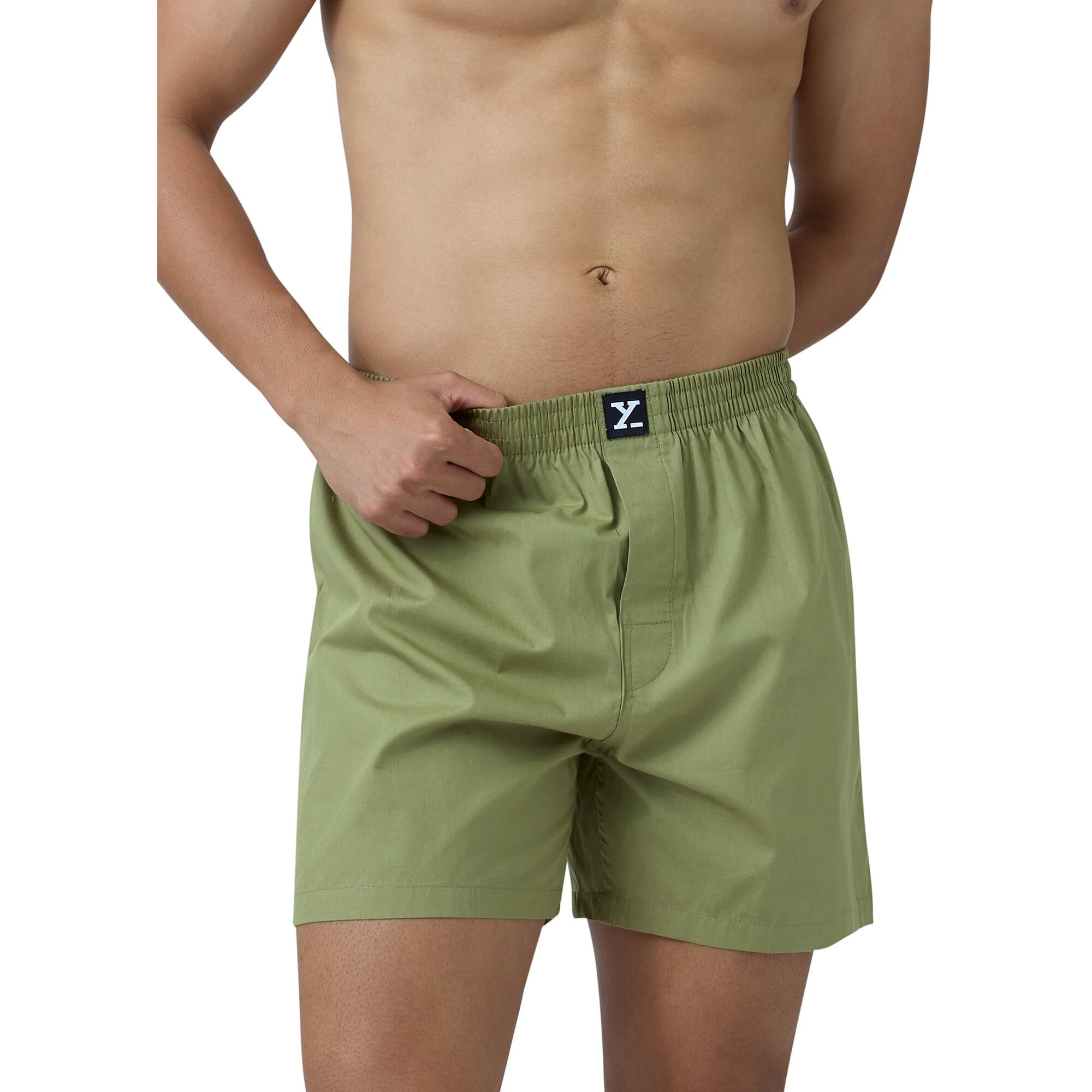 Xyxx Men Combed Cotton Innerboxers, Regular Fit, Printed, Pack Of 2, Xybox2Pckn370L, Surfboard Blue + Olive Green, L