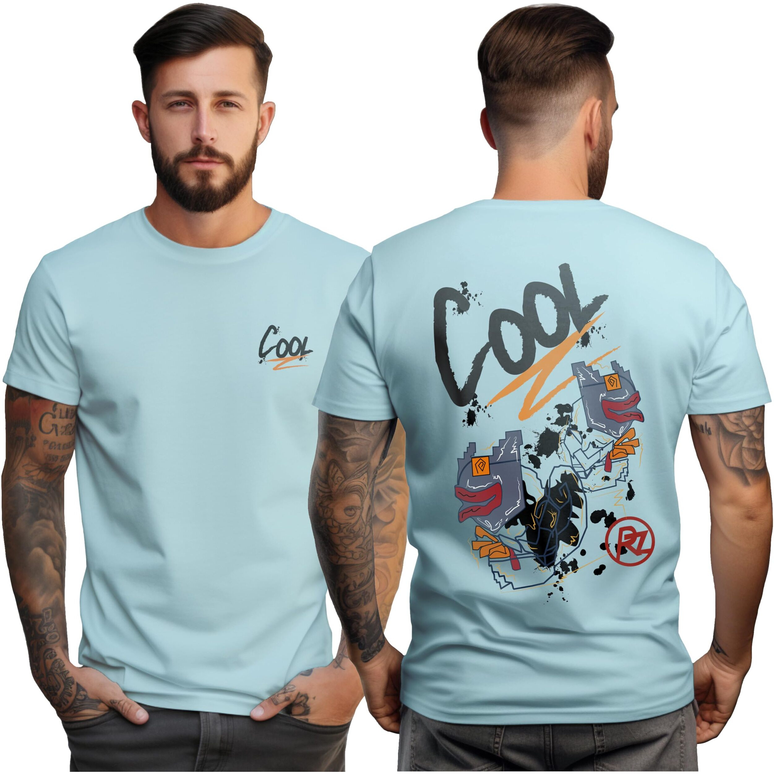 Peppyzone Men's Regular Fit T-Shirt (Pz-Trendy-45_Sky Blue