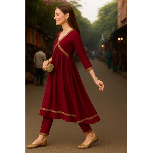 Yashika Poly Women's Georgette Embroidered Kurta With Pants And Dupatta Set (Az-Ys-Ks2113_Cg1_Pink_2Xl)