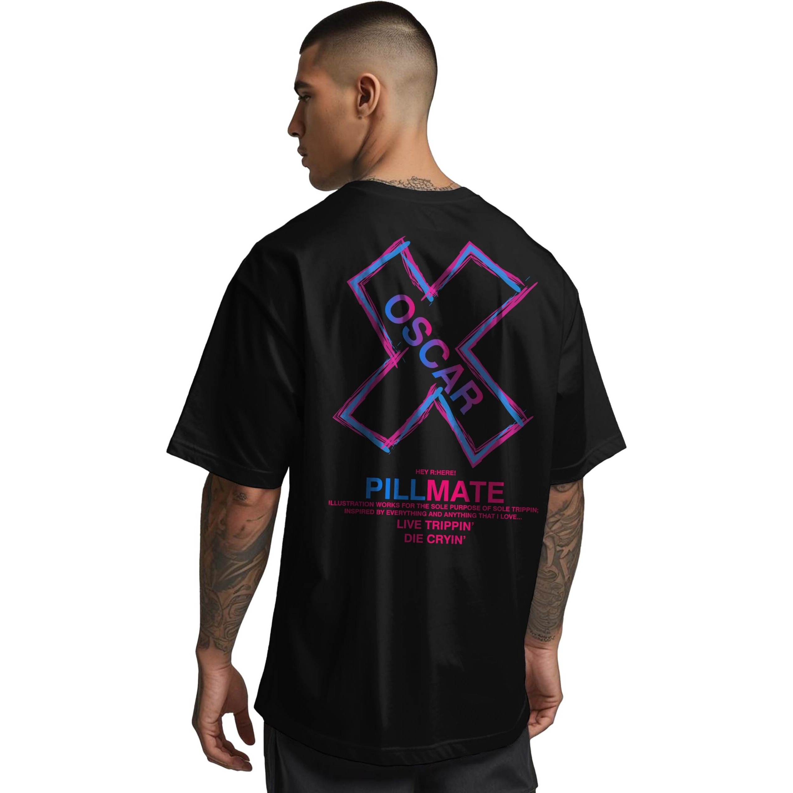 Peppyzone Men's Oversized Fit T-Shirt (Pz-Ost-Trendy42_White