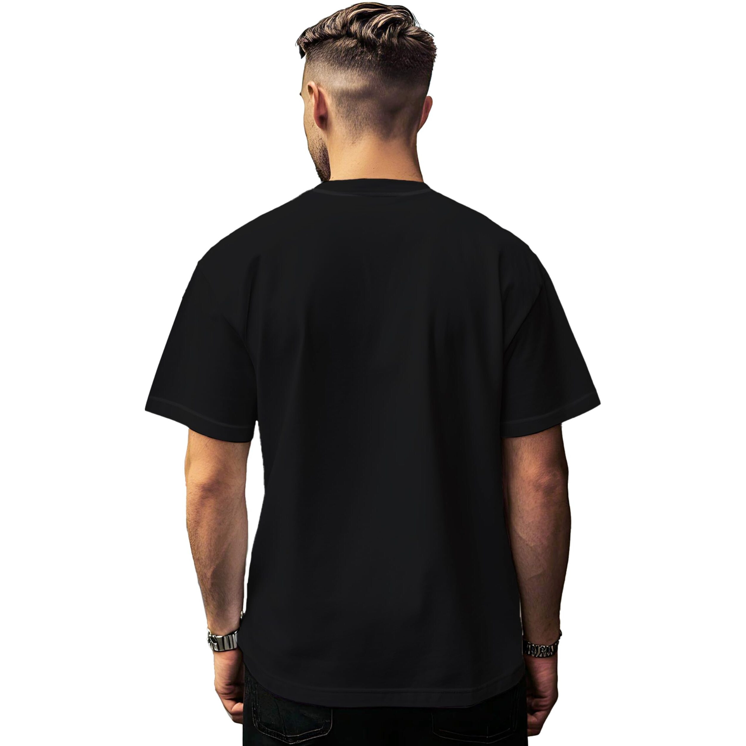 Peppyzone Men's Baggy Fit Drop Shoulder Tshirt For Men (L, Black2)