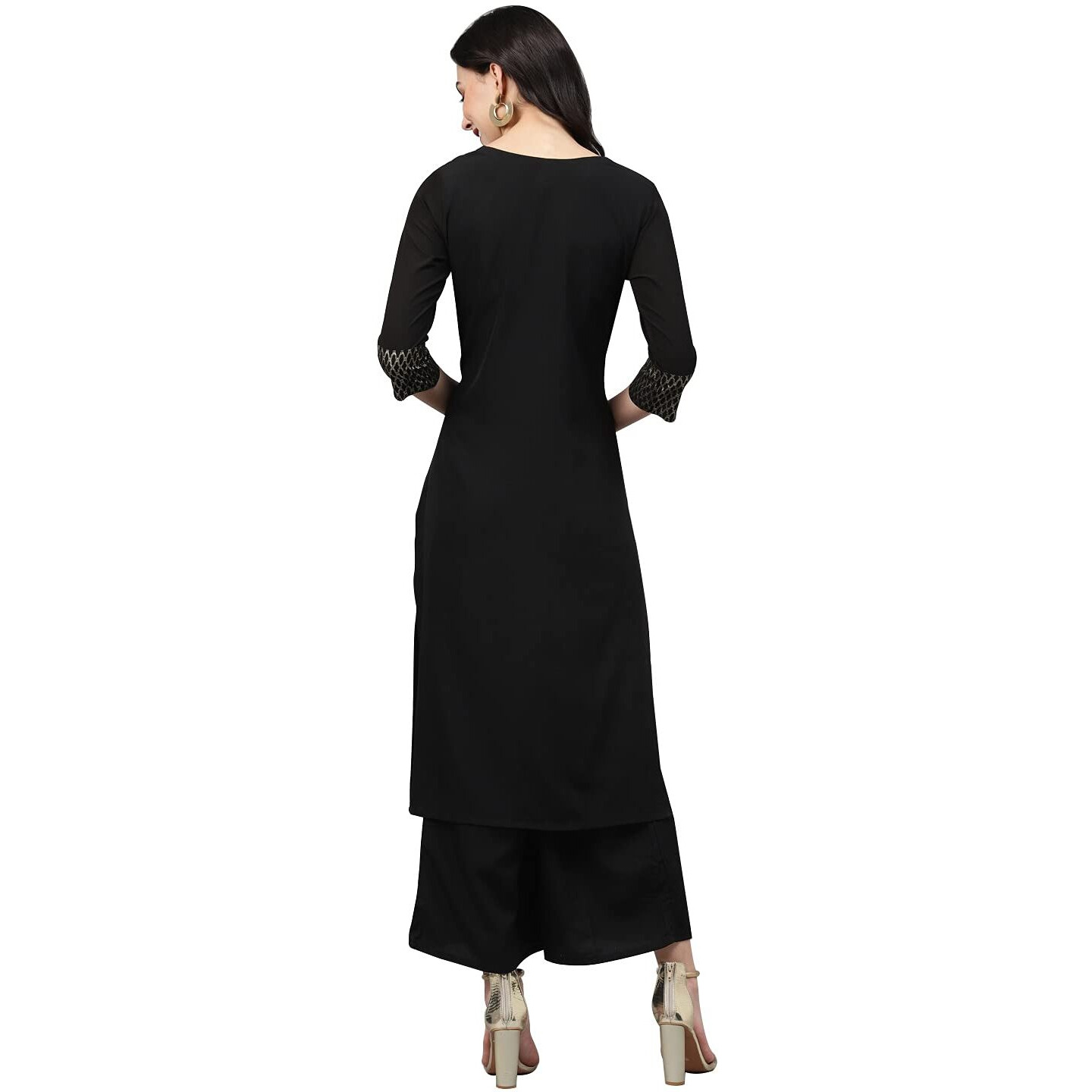 Ziyaa Crepe Women's Pista Green Poly Silk Printed Straight Kurta Pant With Dupatta (Zikucr3439Andpl-S_Black_S)