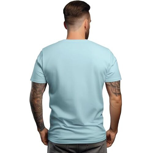 Peppyzone Men's Regular Fit Lord Shiva Mahakal Printed T Shirts For Men (5Xl, Sky Blue)